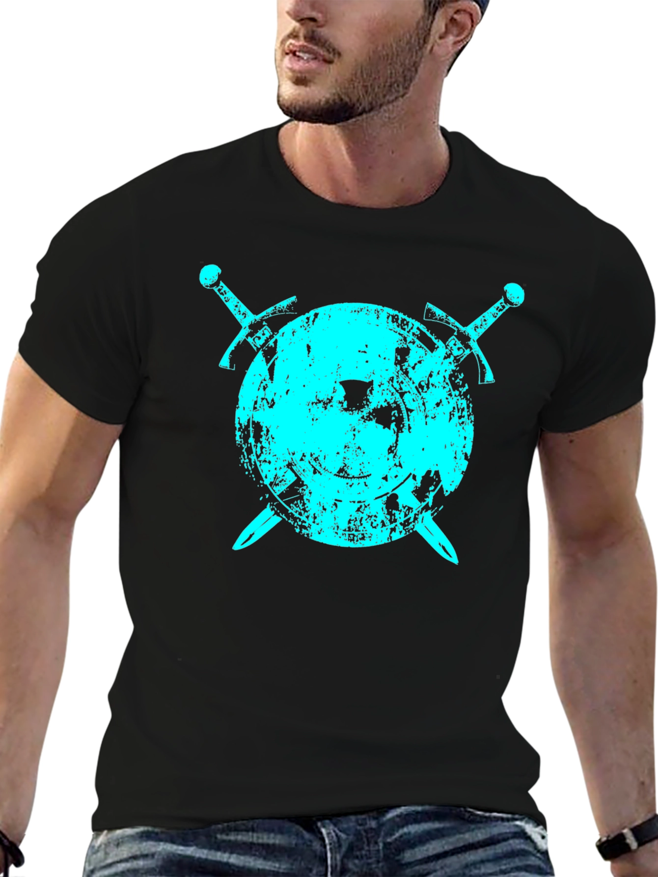Shield & Swords Graphic T-Shirt - Black