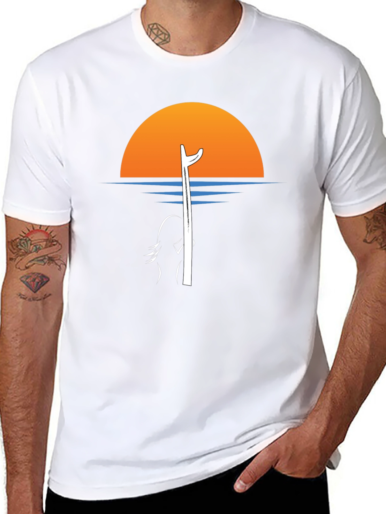 Sunset Surfer Graphic Tee - Black