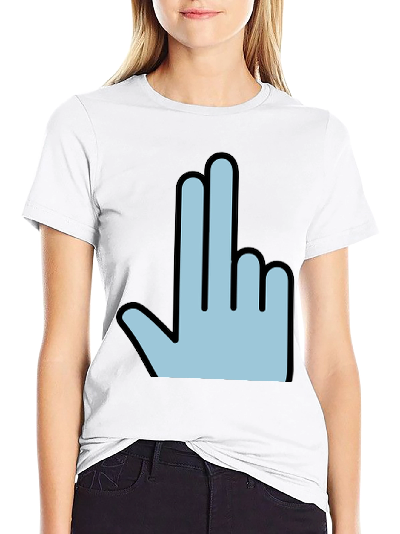 Funny Hand Gesture Graphic Print Mens Black T-Shirt