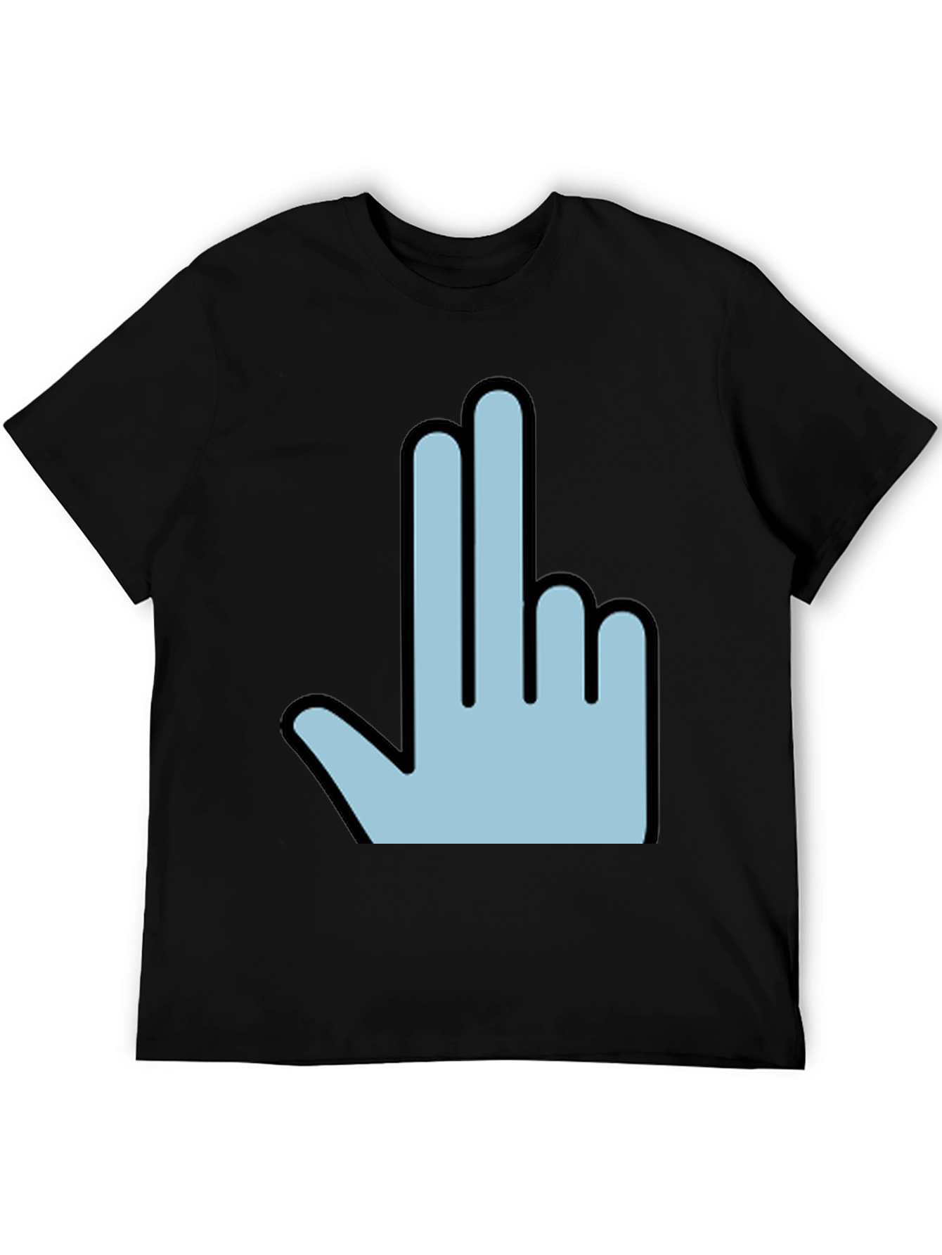 Funny Hand Gesture Graphic Print Mens Black T-Shirt