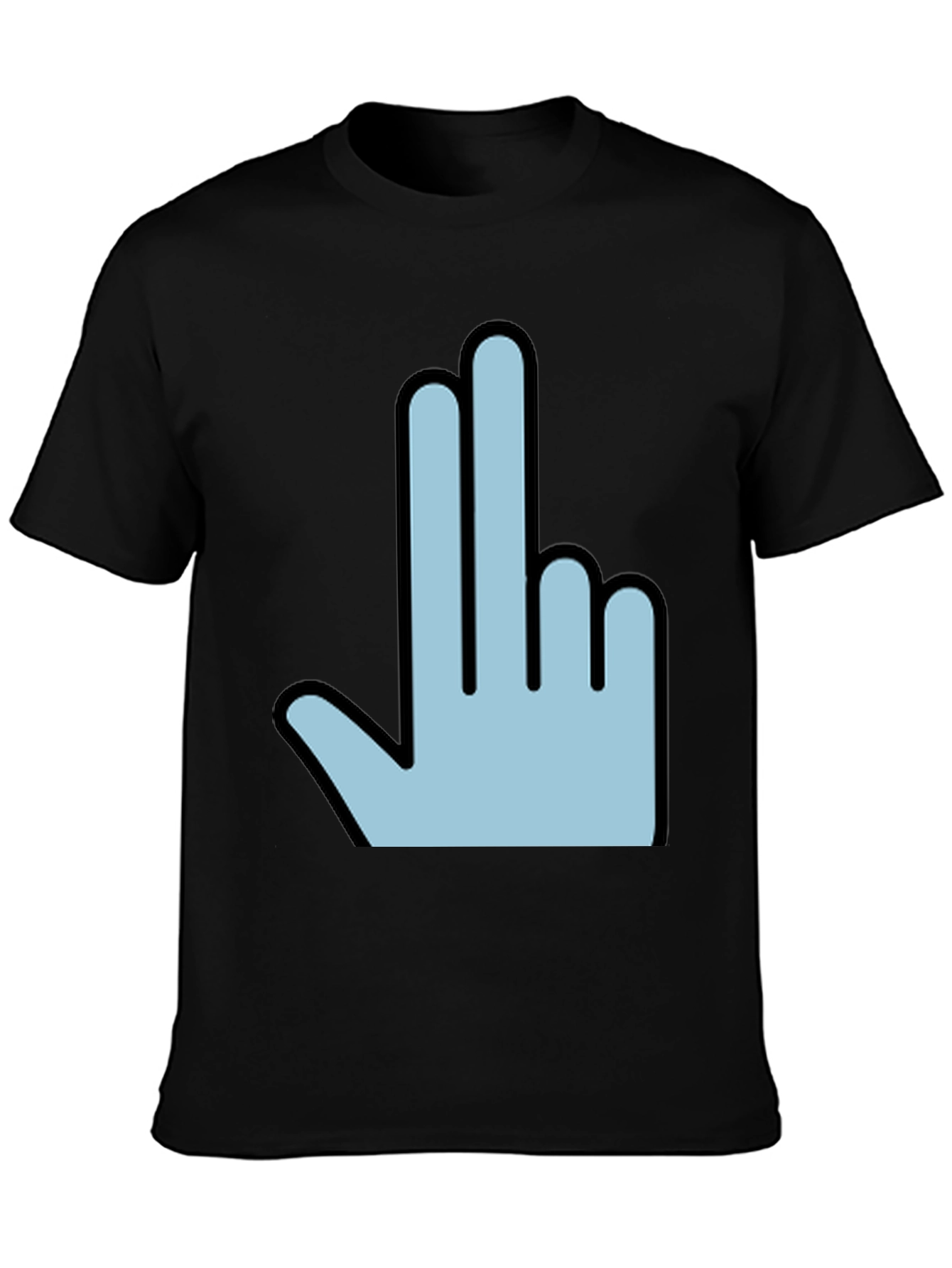 Funny Hand Gesture Graphic Print Mens Black T-Shirt