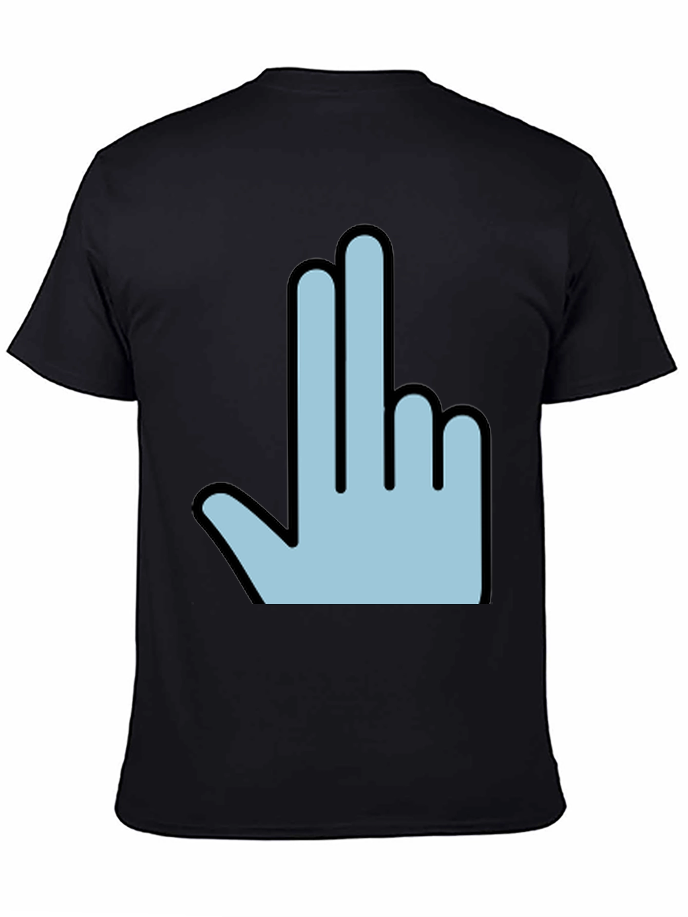 Funny Hand Gesture Graphic Print Mens Black T-Shirt