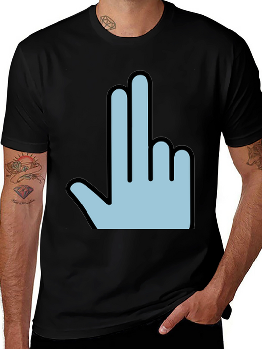 Funny Hand Gesture Graphic Print Mens Black T-Shirt