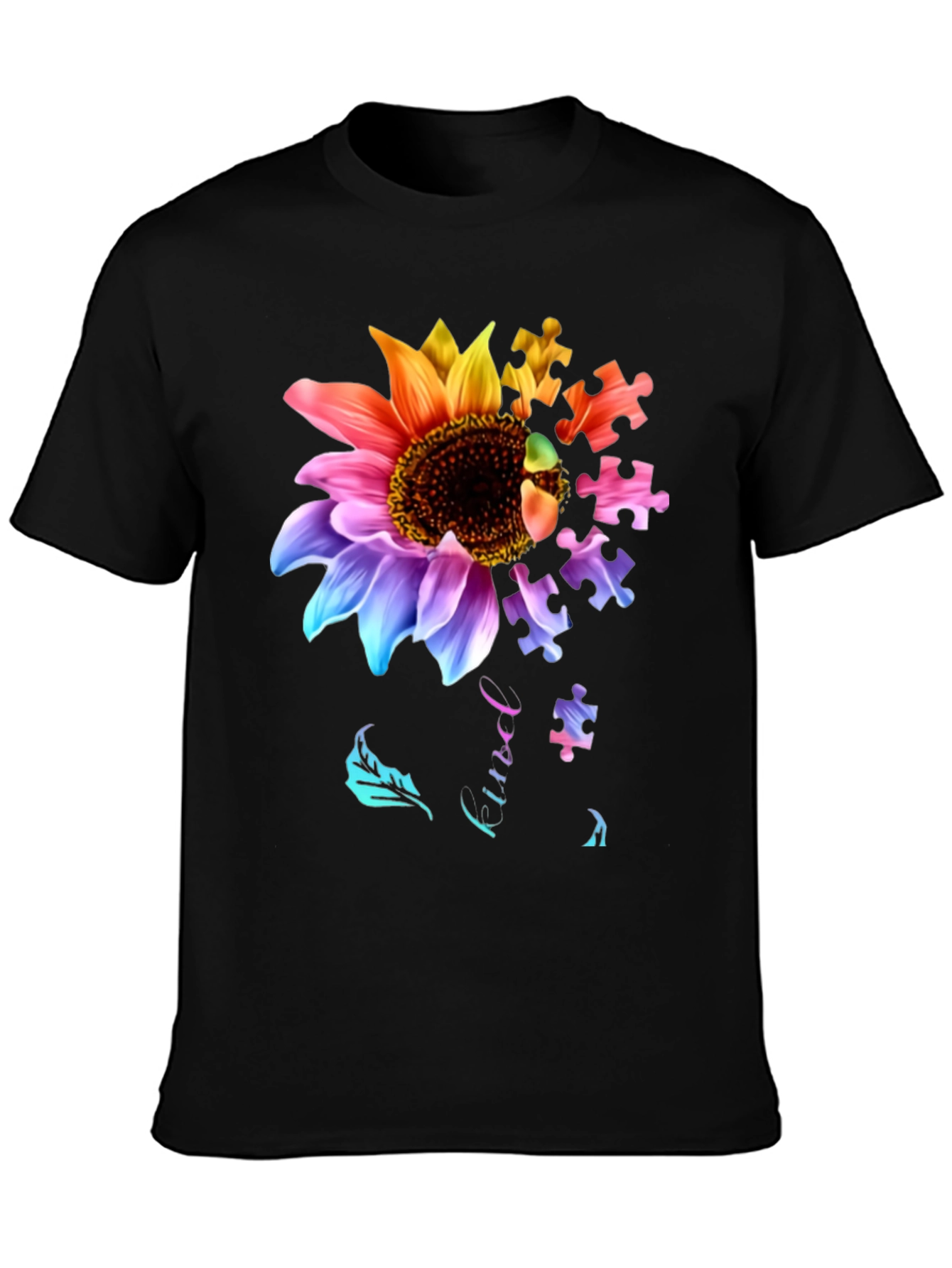 Sunflower Autism Awareness Puzzle Piece T-Shirt