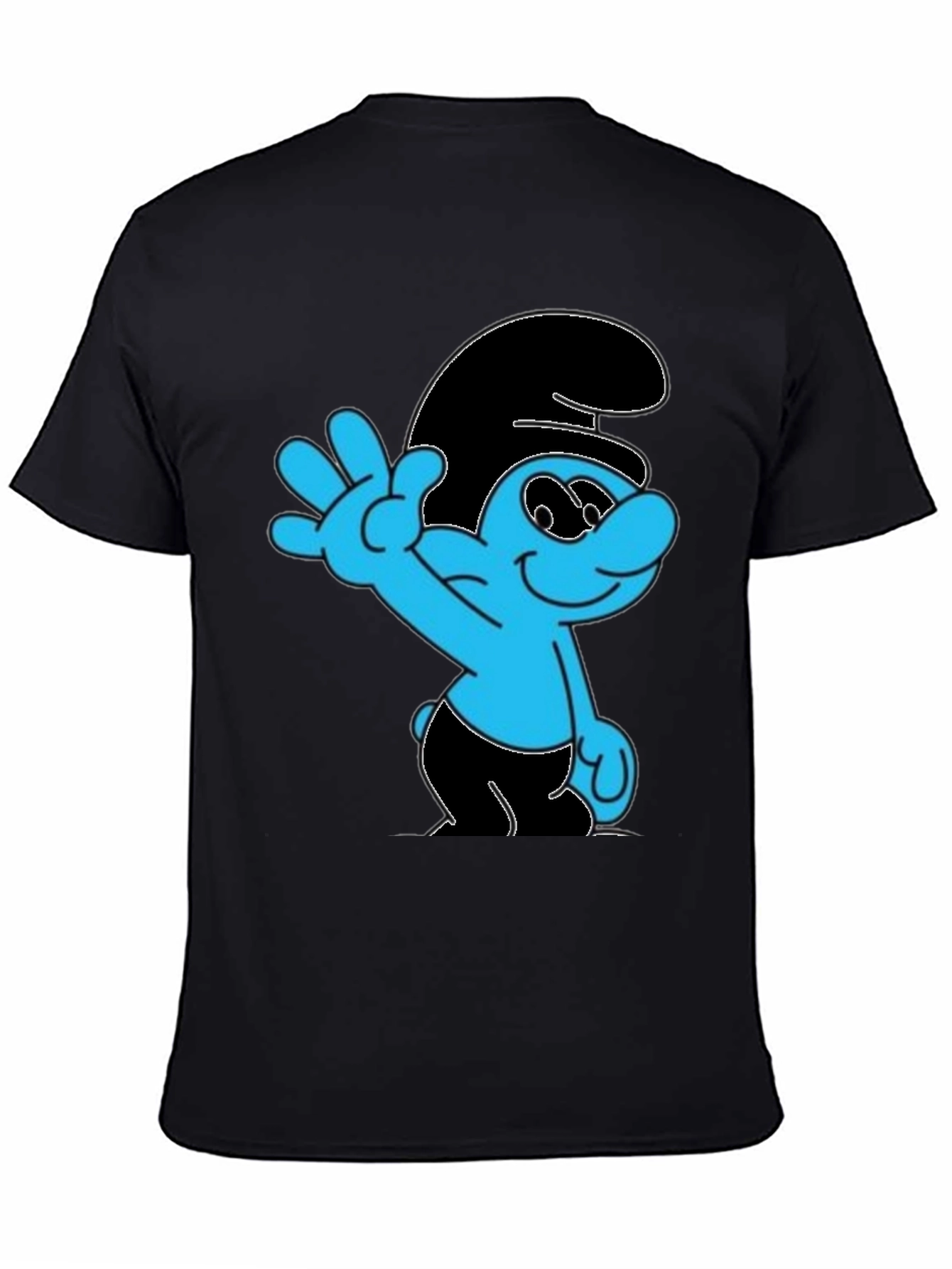 Smurf Graphic Print Black T-Shirt