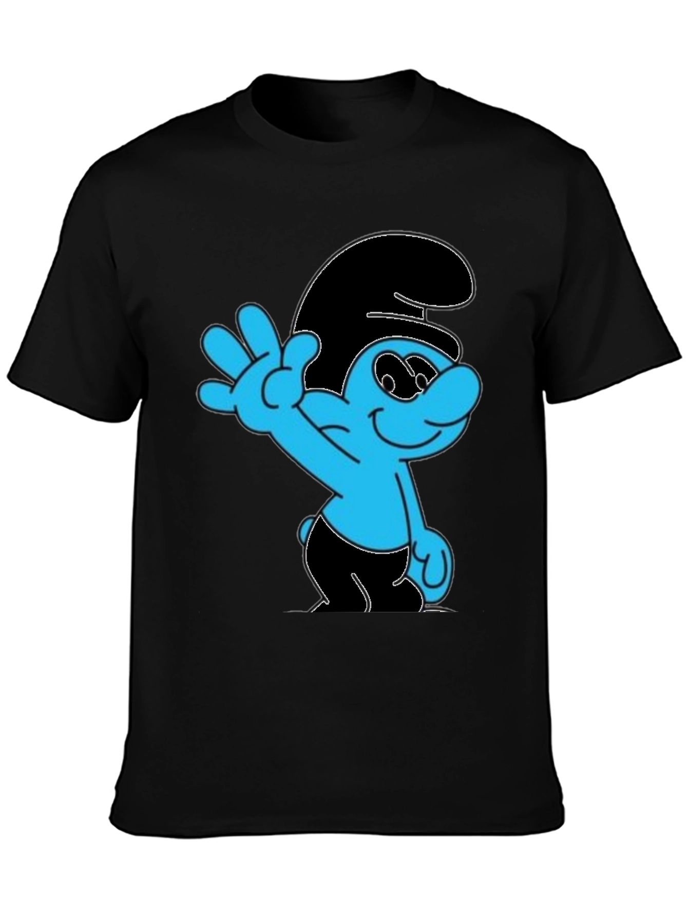 Smurf Graphic Print Black T-Shirt