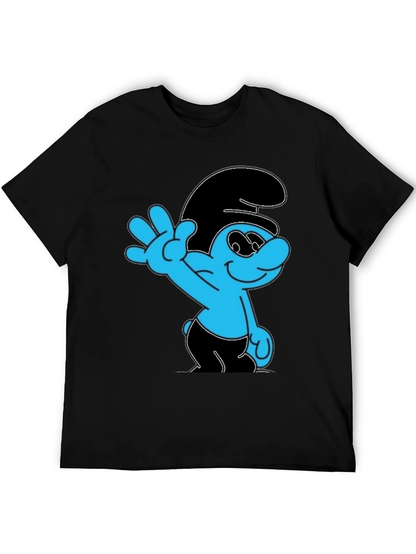 Smurf Graphic Print Black T-Shirt