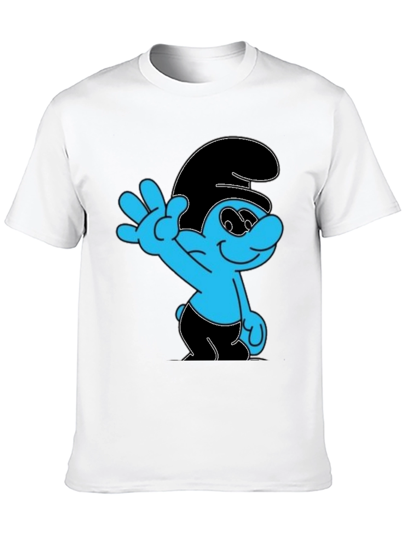 Smurf Graphic Print Black T-Shirt