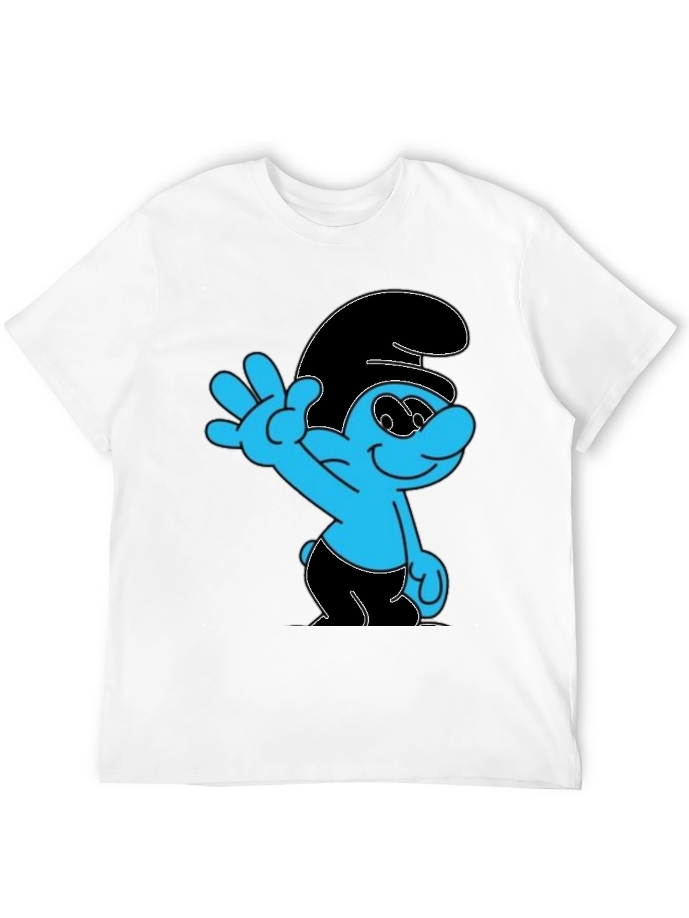 Smurf Graphic Print Black T-Shirt