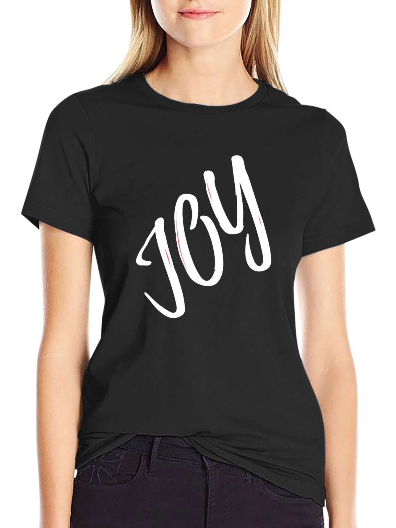 Joy Graphic Black Tee - Classic Comfort