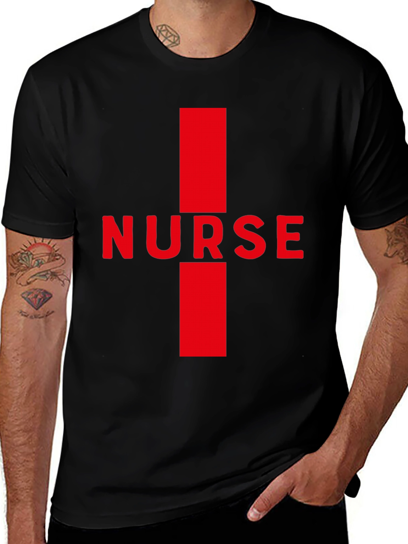 Nurse Red Cross Black T-Shirt