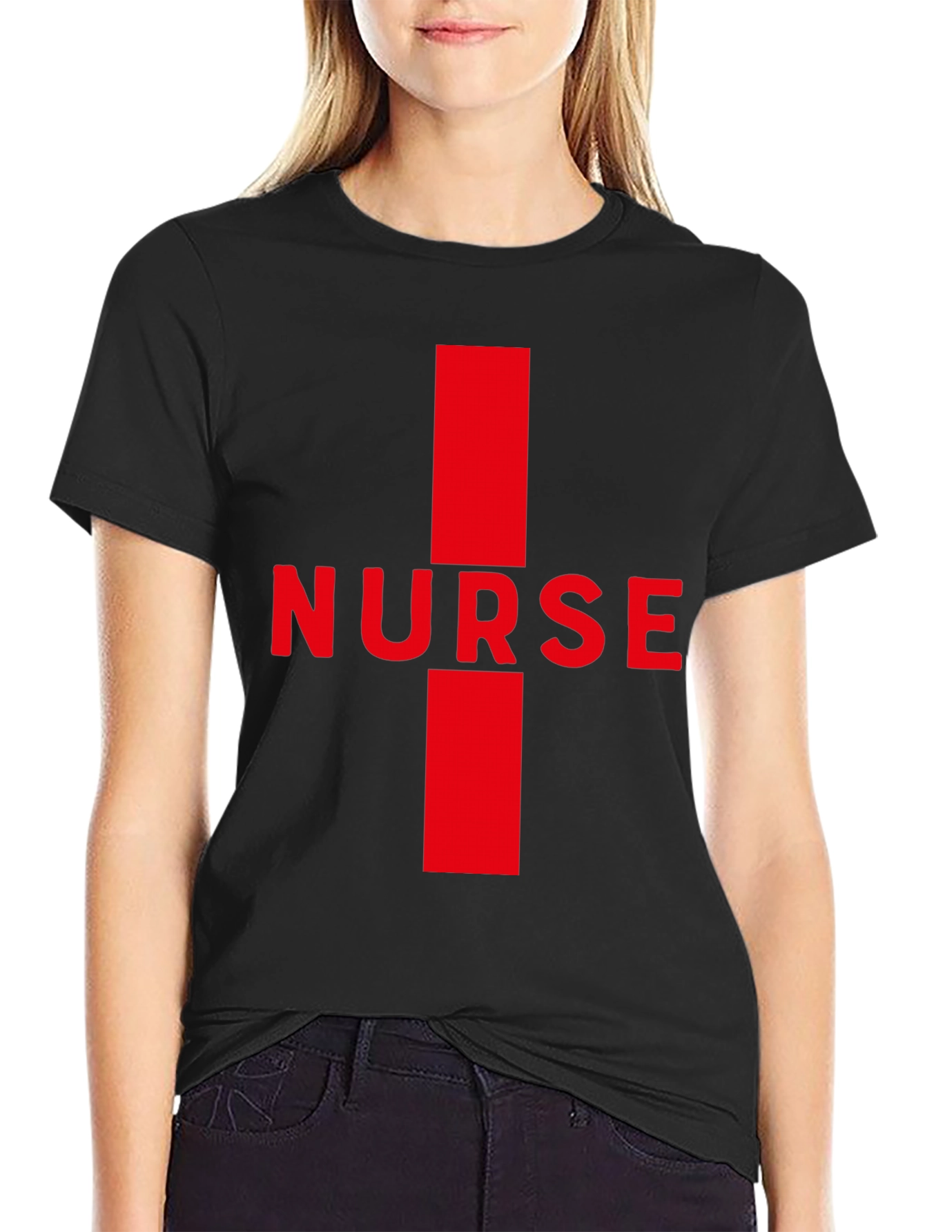 Nurse Red Cross Black T-Shirt