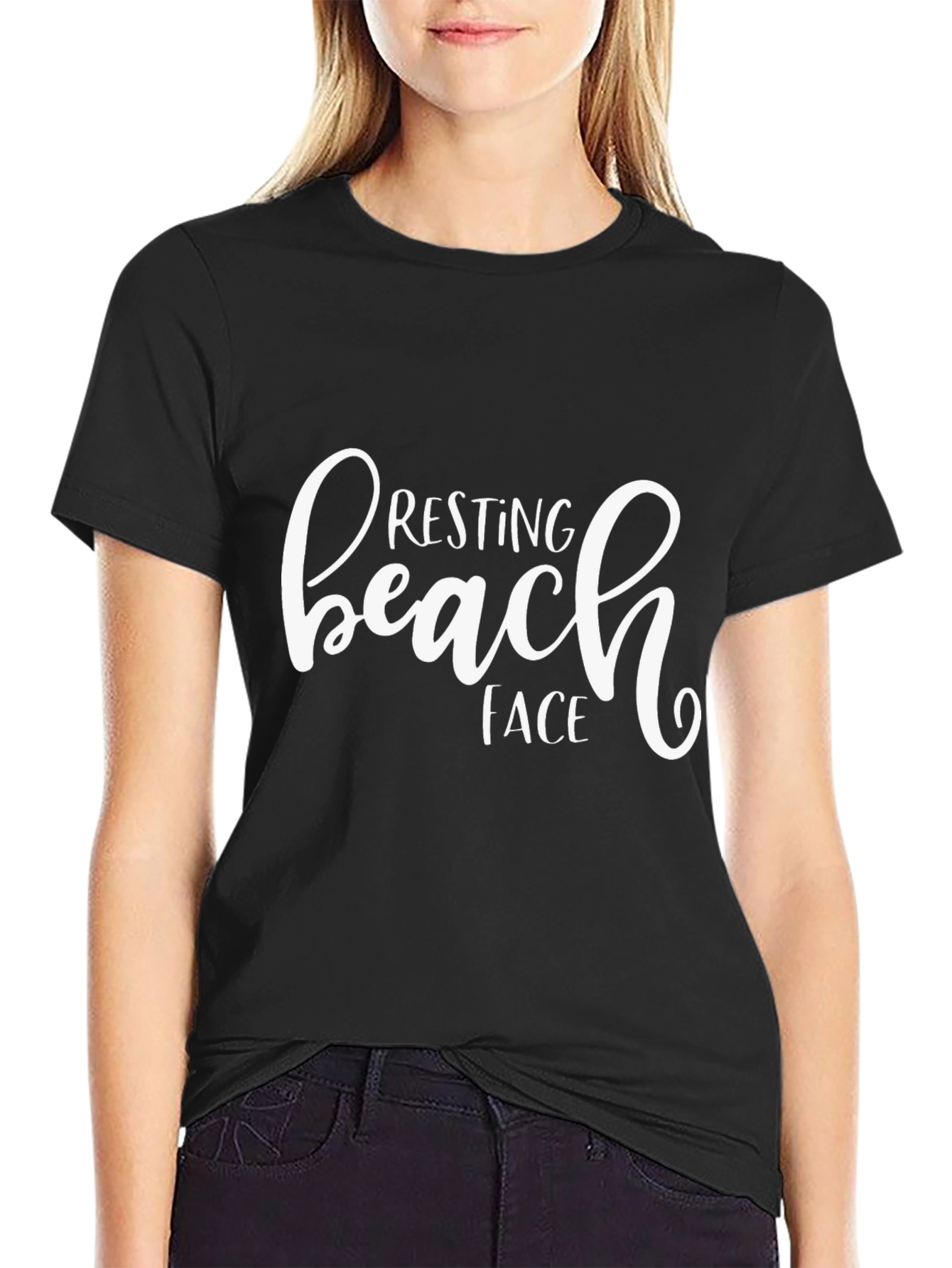 Resting Beach Face Black T-Shirt