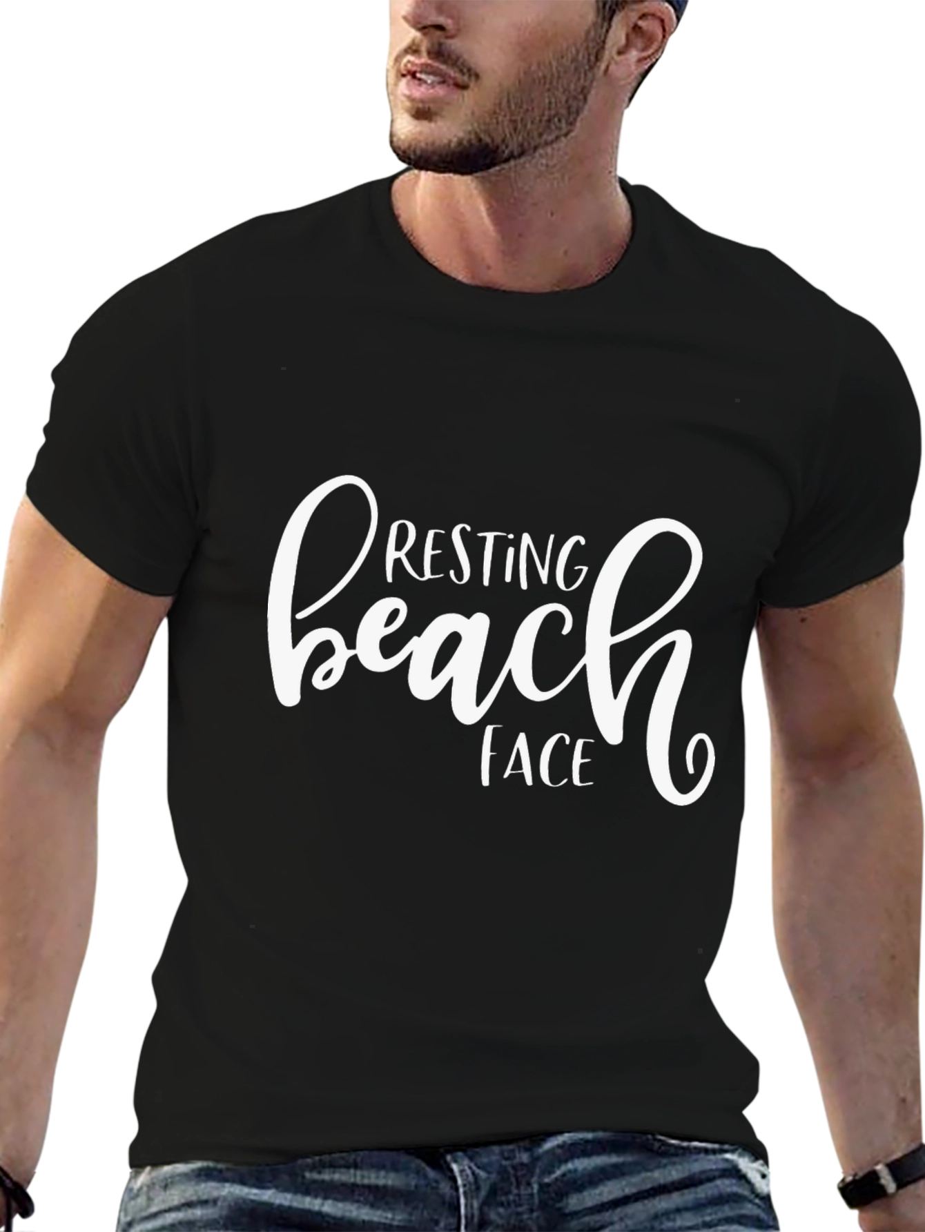Resting Beach Face Black T-Shirt