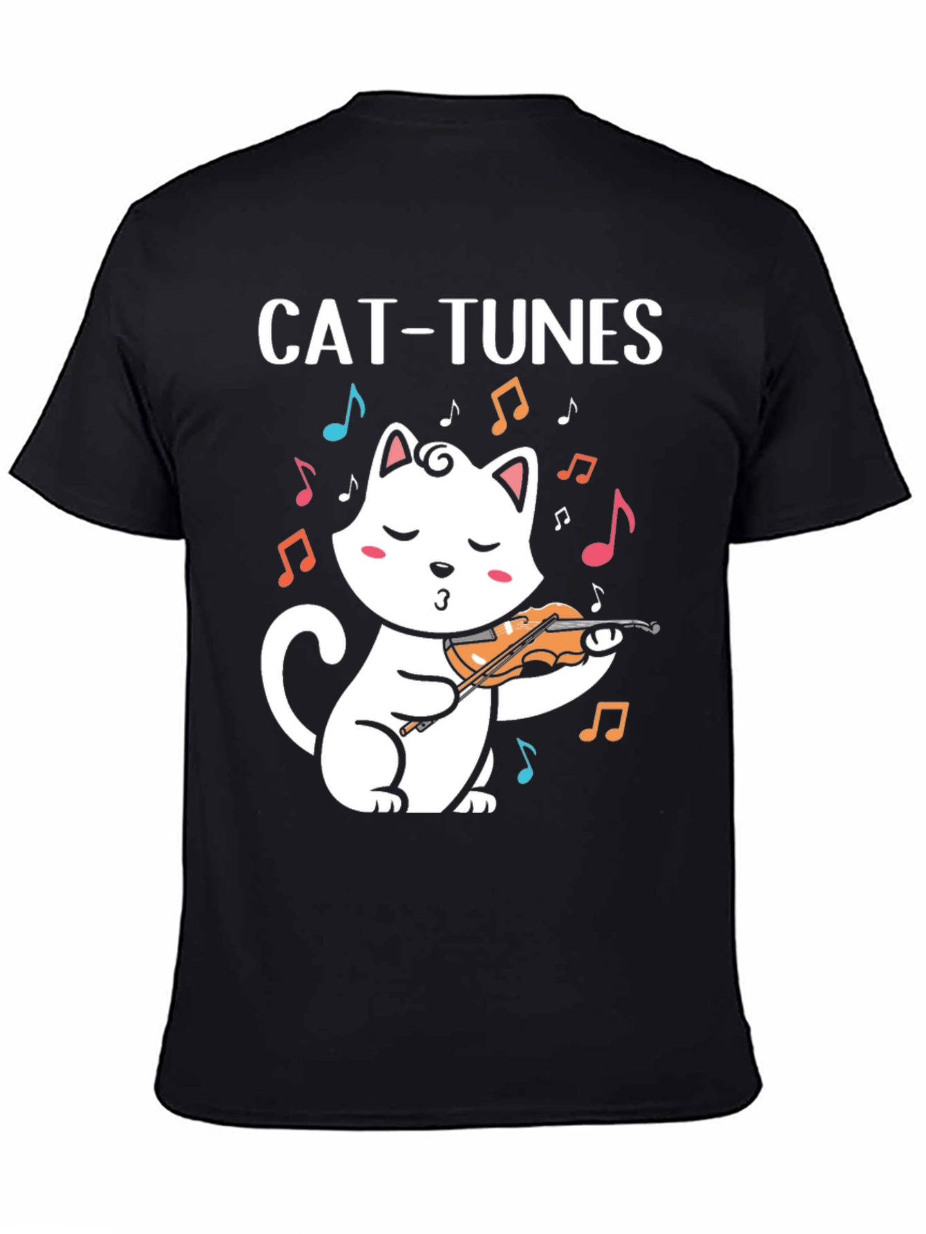 Cat-Tunes Black Graphic T-Shirt