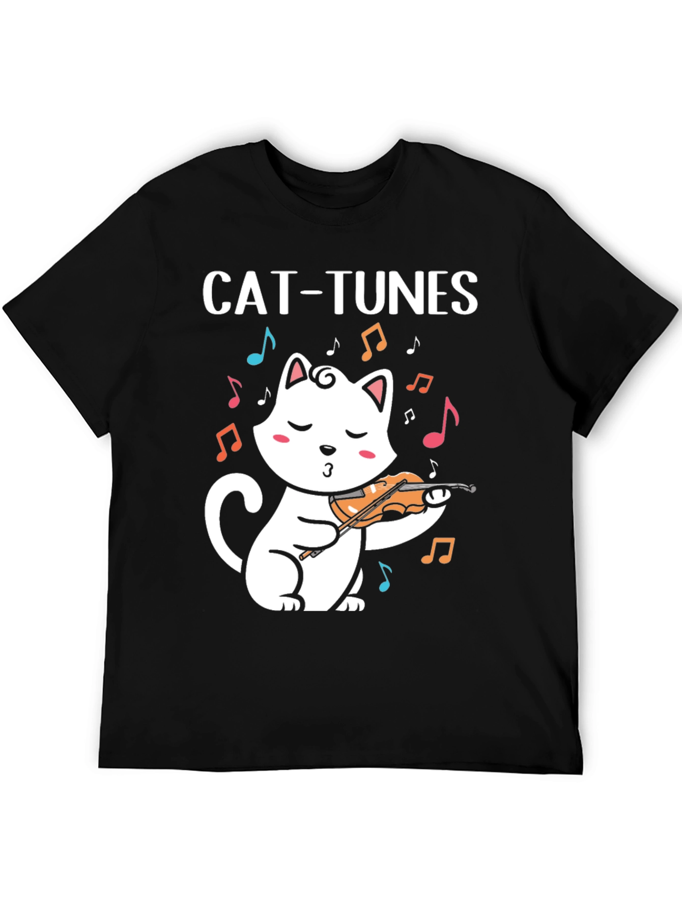 Cat-Tunes Black Graphic T-Shirt