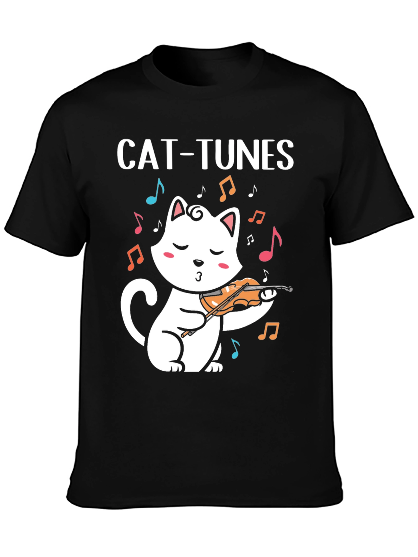 Cat-Tunes Black Graphic T-Shirt