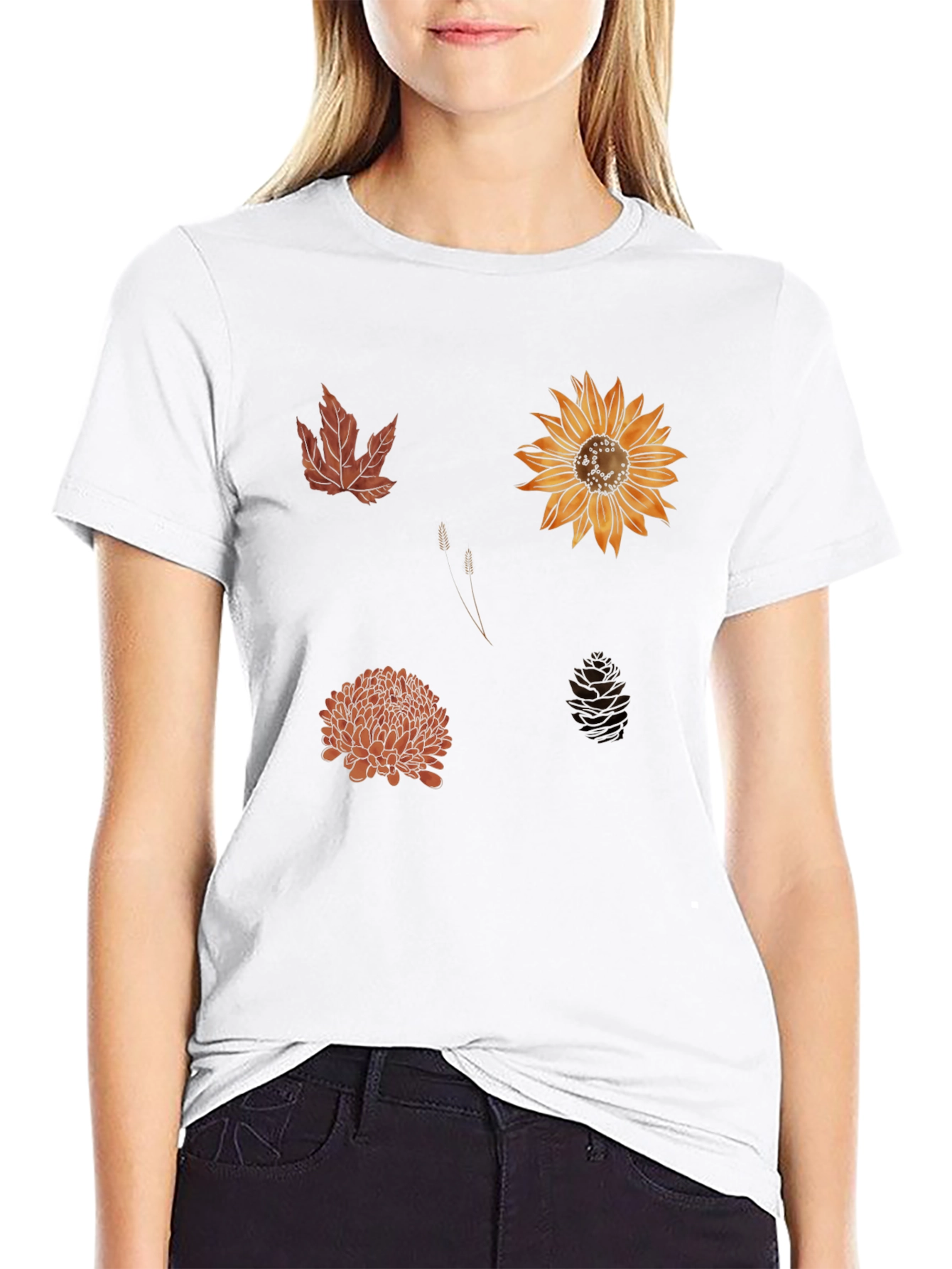 Autumn Floral T-Shirt - Black Botanical Tee