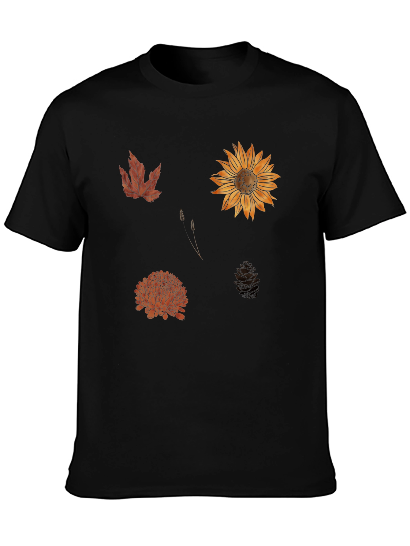 Autumn Floral T-Shirt - Black Botanical Tee