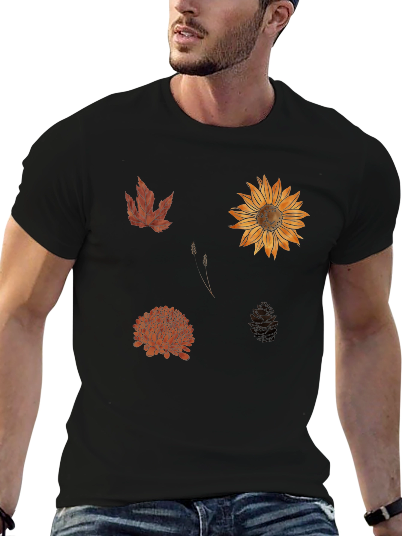 Autumn Floral T-Shirt - Black Botanical Tee