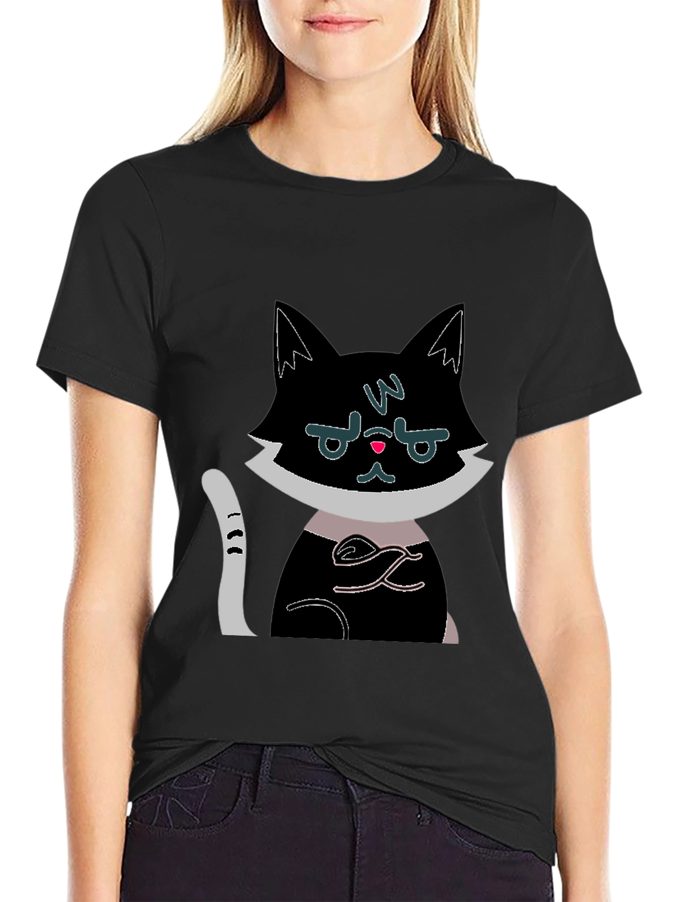 Grumpy Cat Graphic Tee - Black Cotton Shirt