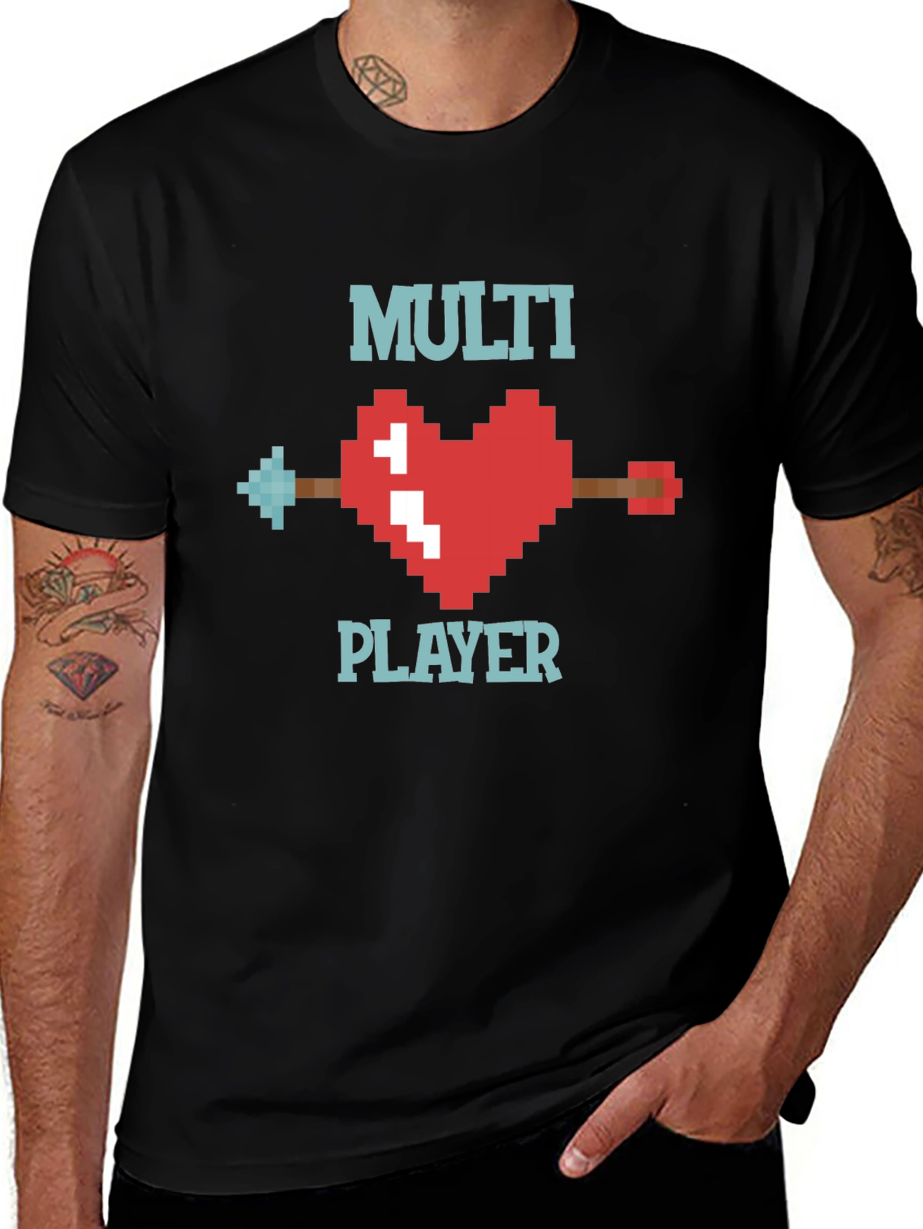 Multiplayer Pixel Heart T-Shirt - Gamer Style