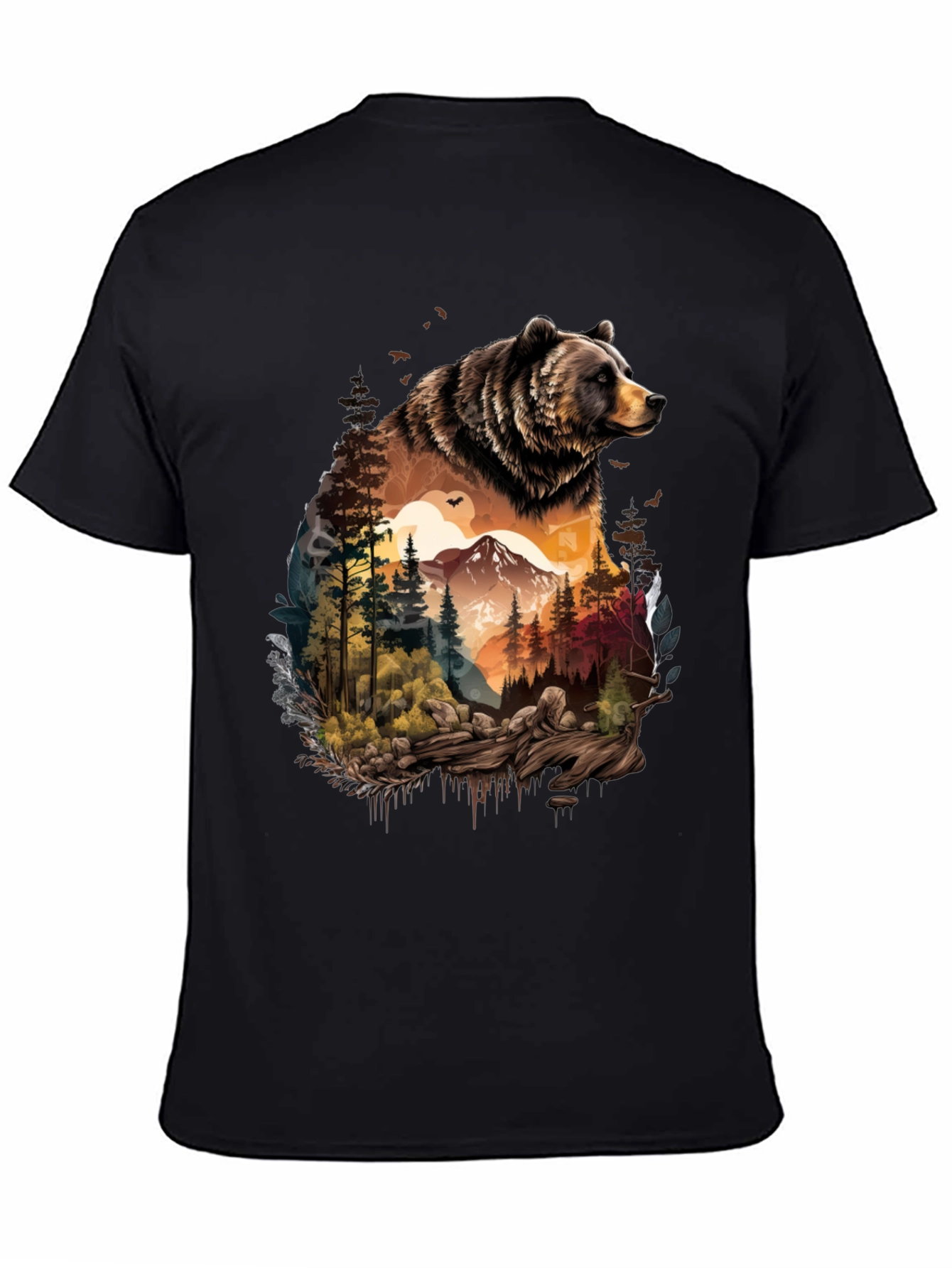 Bear & Wilderness Graphic Tee - Nature Adventure Shirt