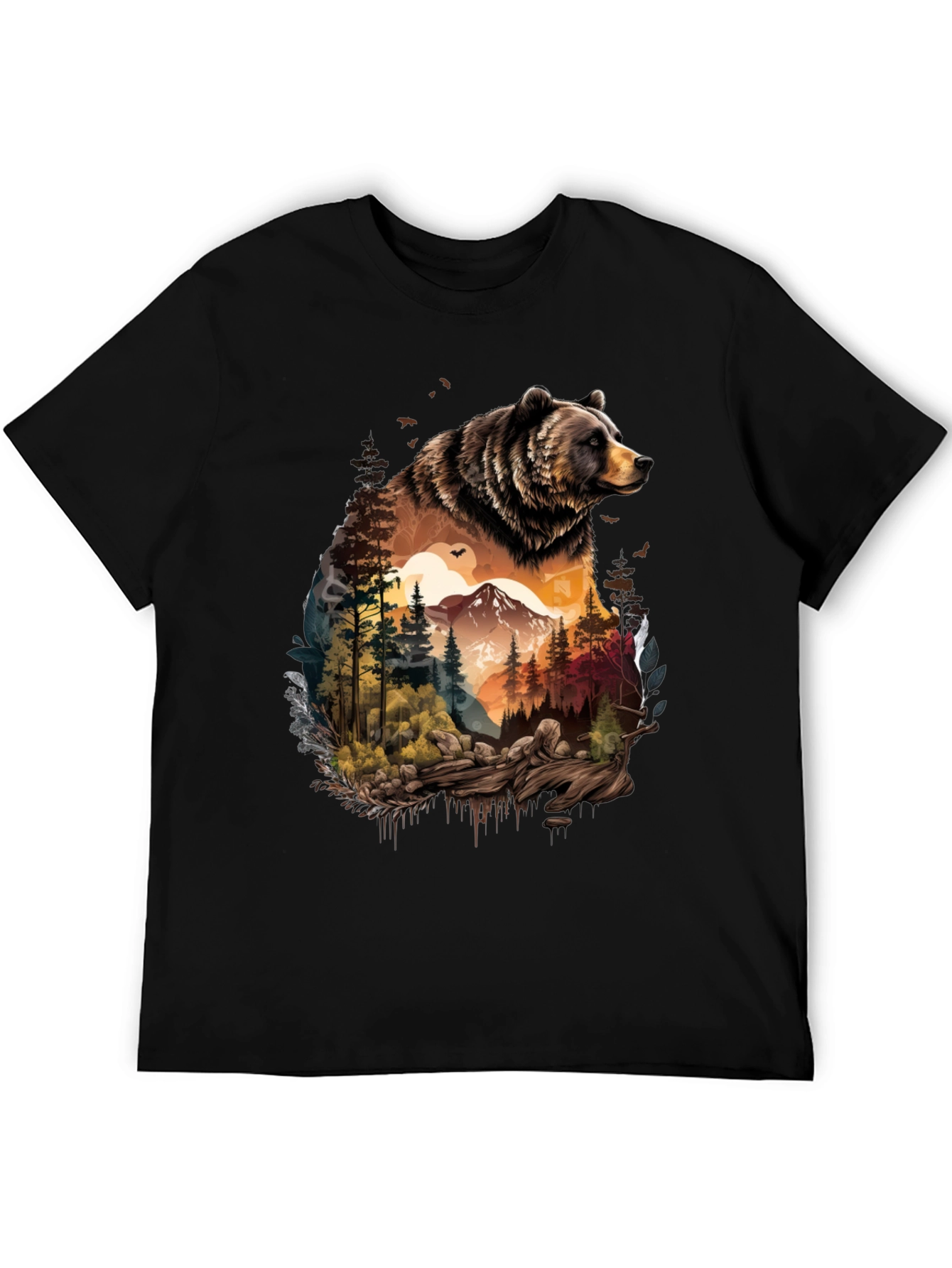 Bear & Wilderness Graphic Tee - Nature Adventure Shirt