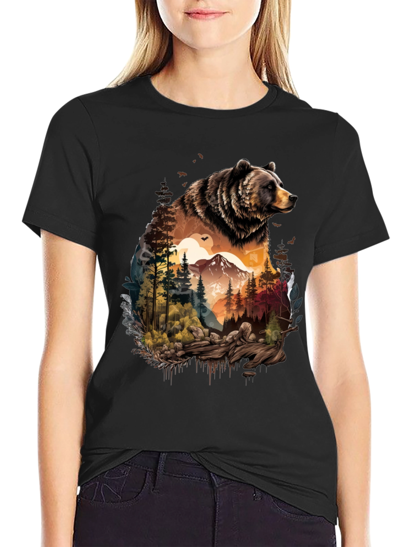 Bear & Wilderness Graphic Tee - Nature Adventure Shirt