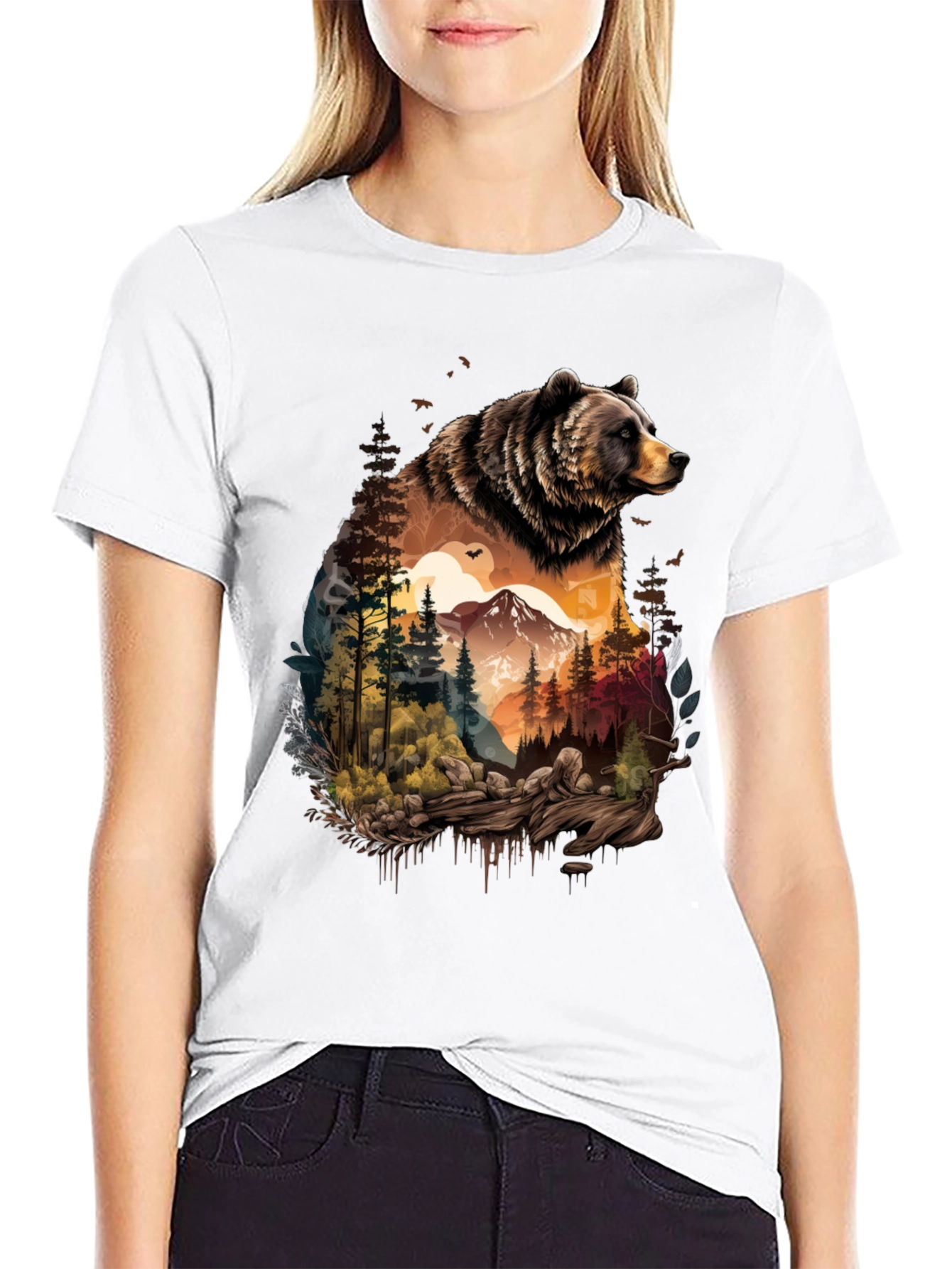 Bear & Wilderness Graphic Tee - Nature Adventure Shirt