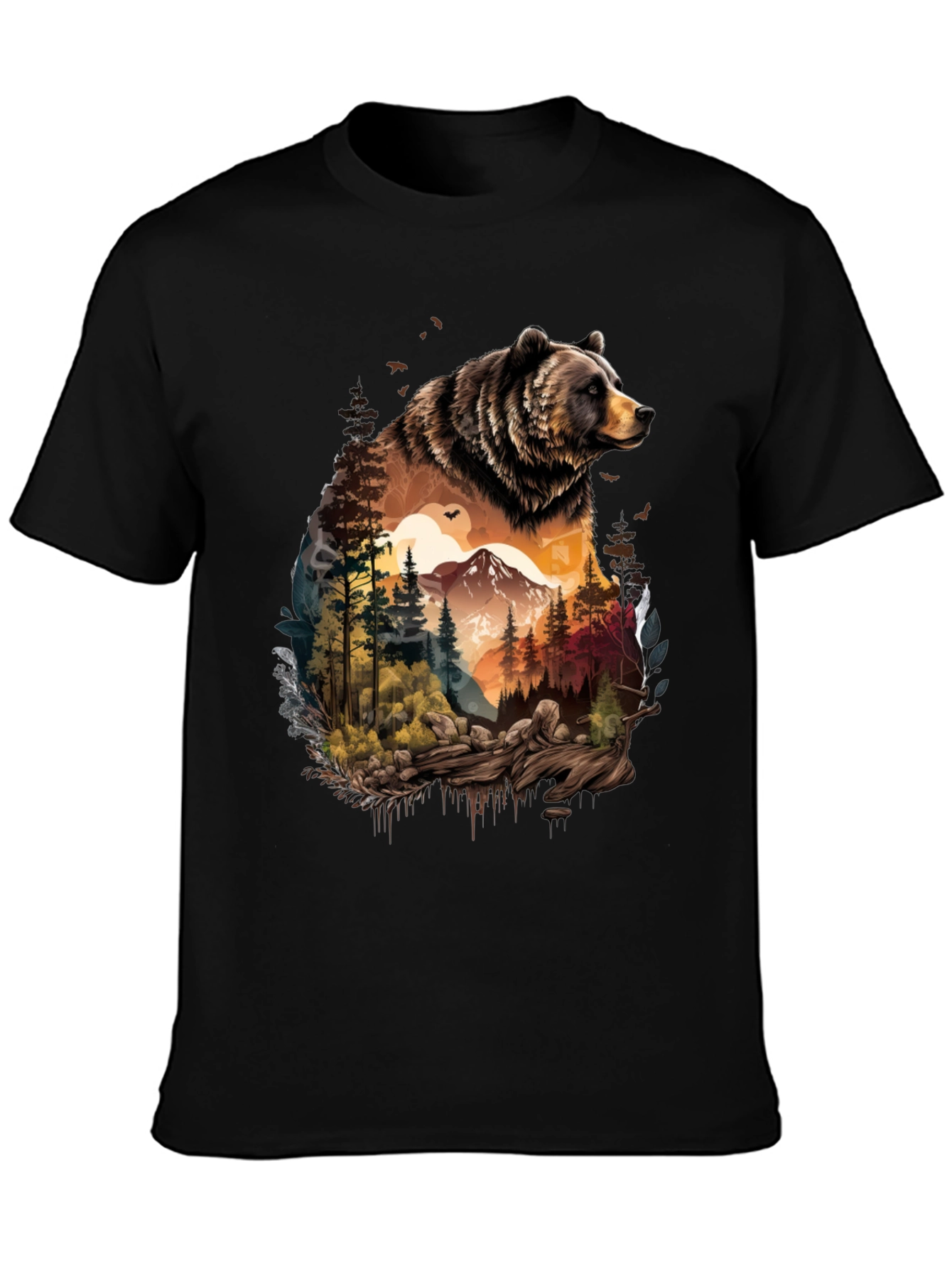 Bear & Wilderness Graphic Tee - Nature Adventure Shirt
