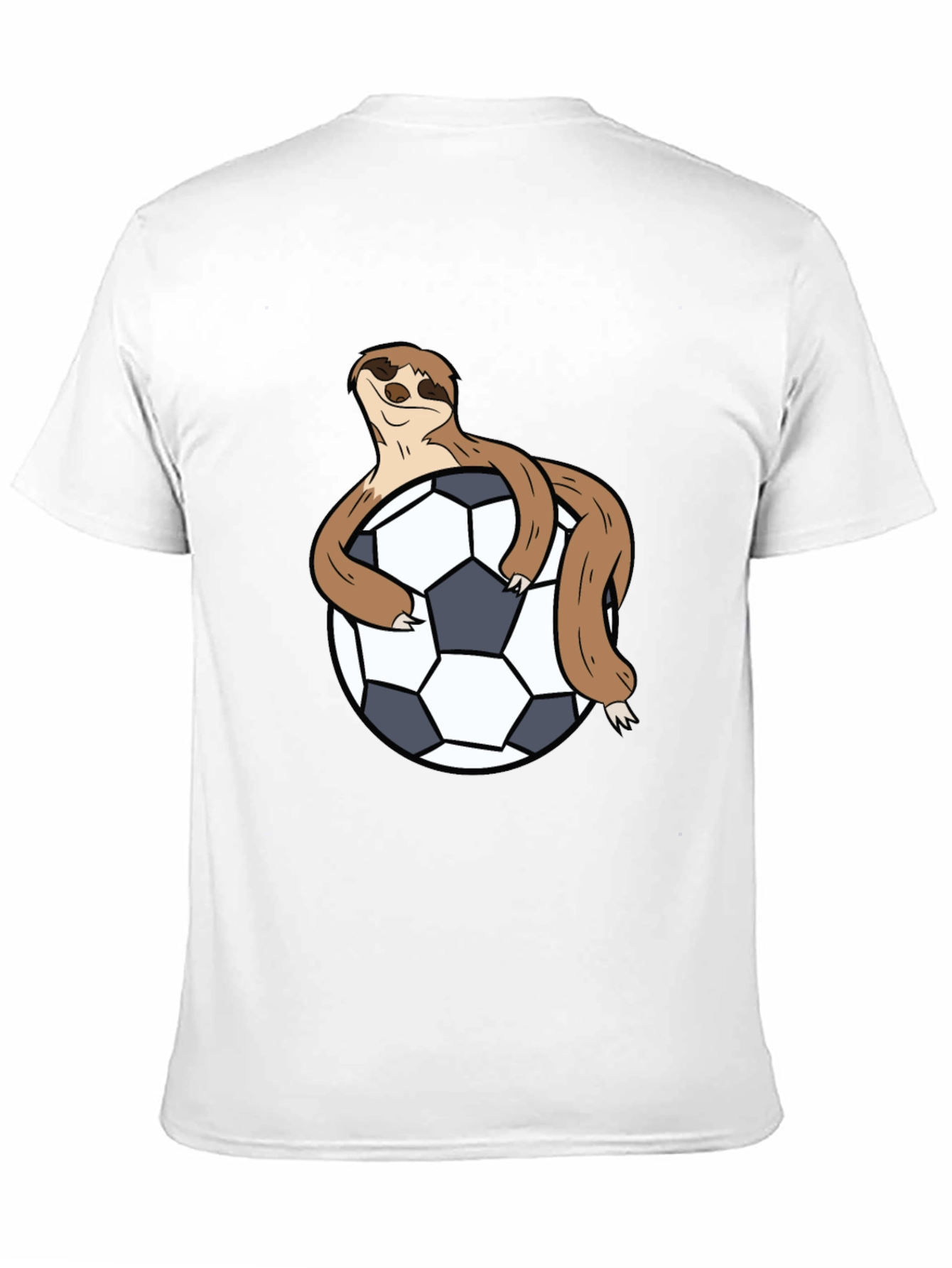 Sloth Hugging Soccer Ball Black T-Shirt