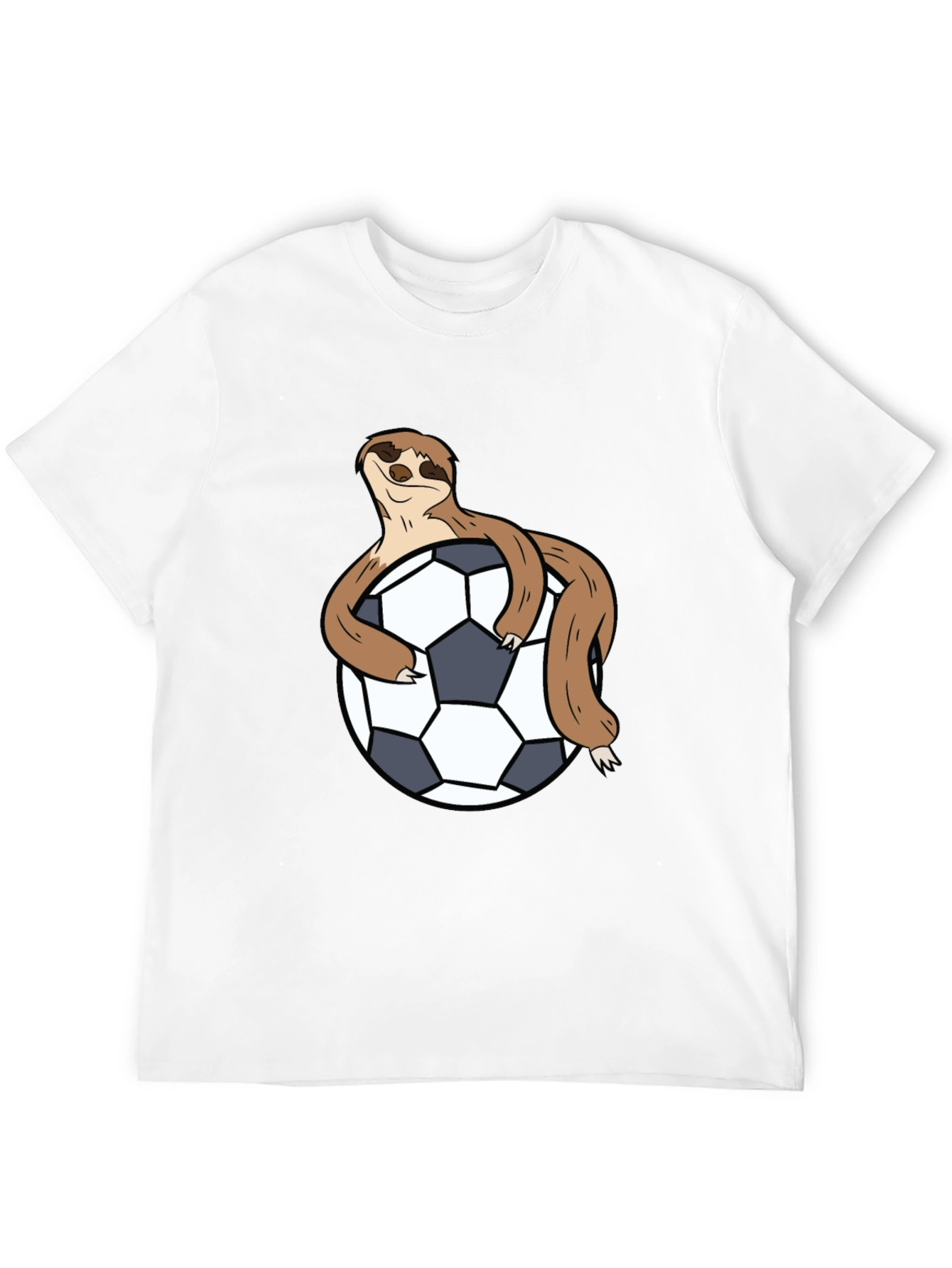 Sloth Hugging Soccer Ball Black T-Shirt