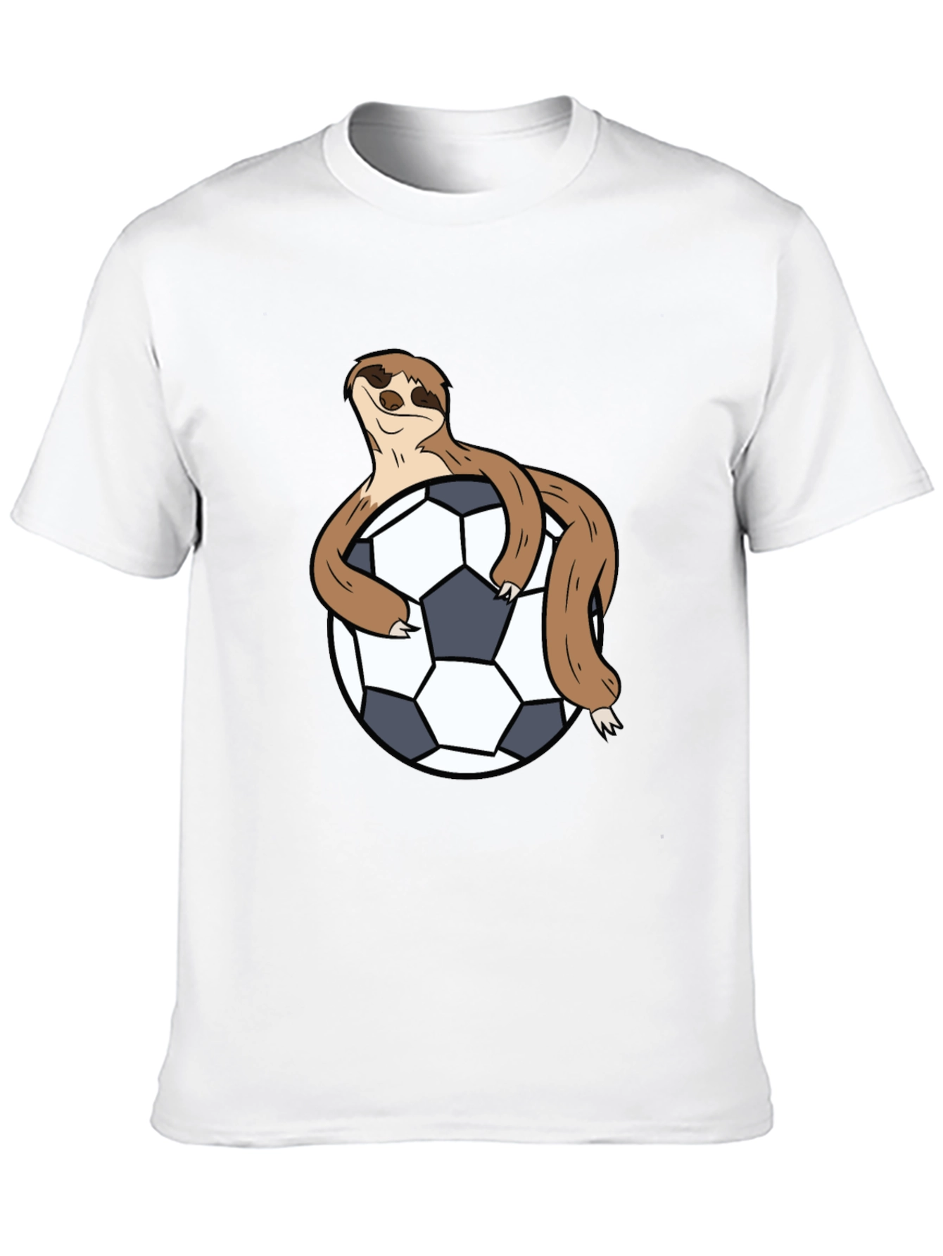 Sloth Hugging Soccer Ball Black T-Shirt