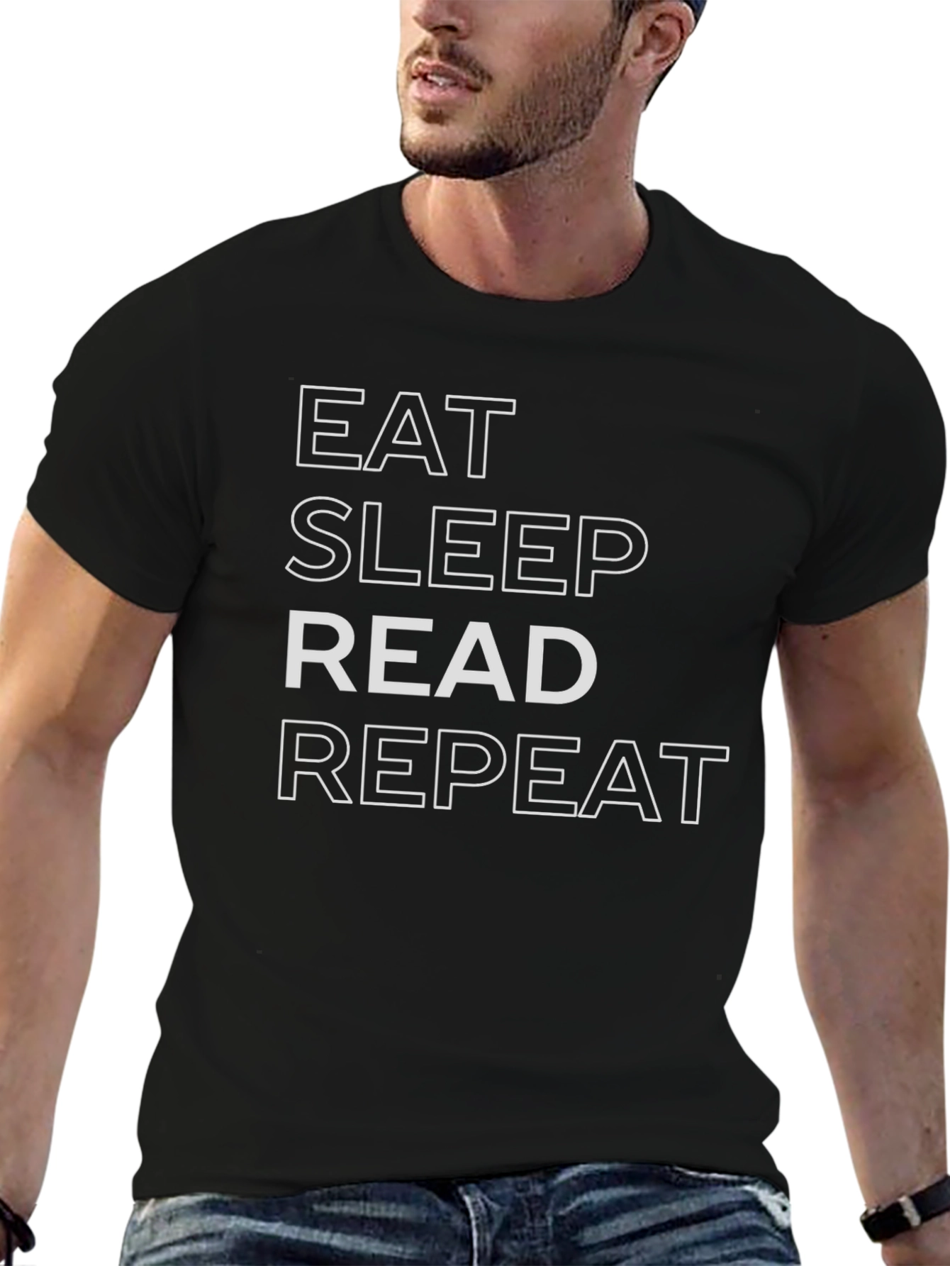 Eat Sleep Read Repeat Black T-Shirt