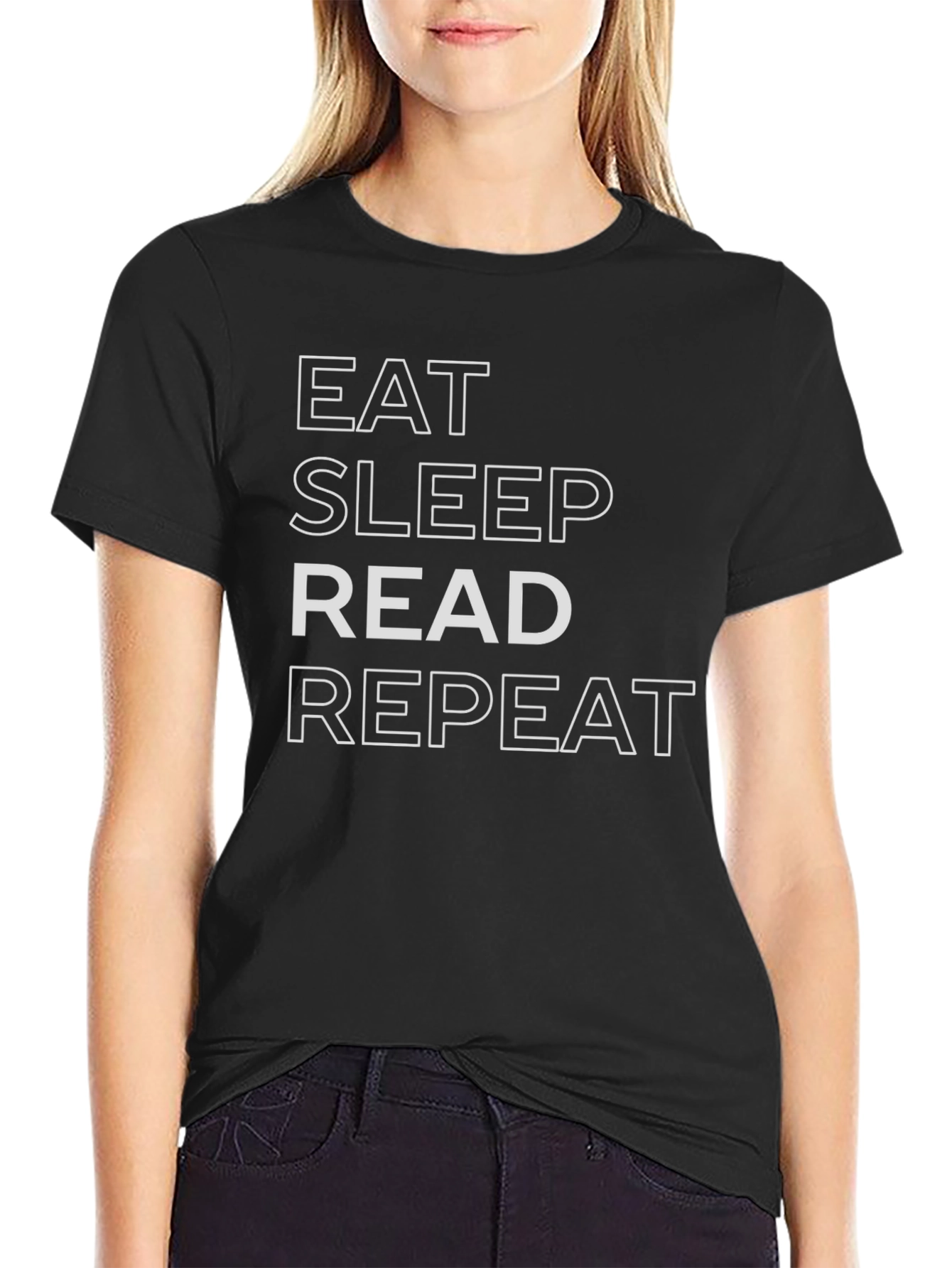 Eat Sleep Read Repeat Black T-Shirt