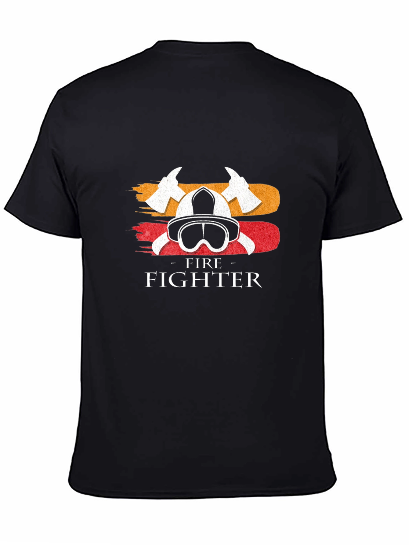 Firefighter Helmet & Axe T-Shirt - Black Cotton Tee
