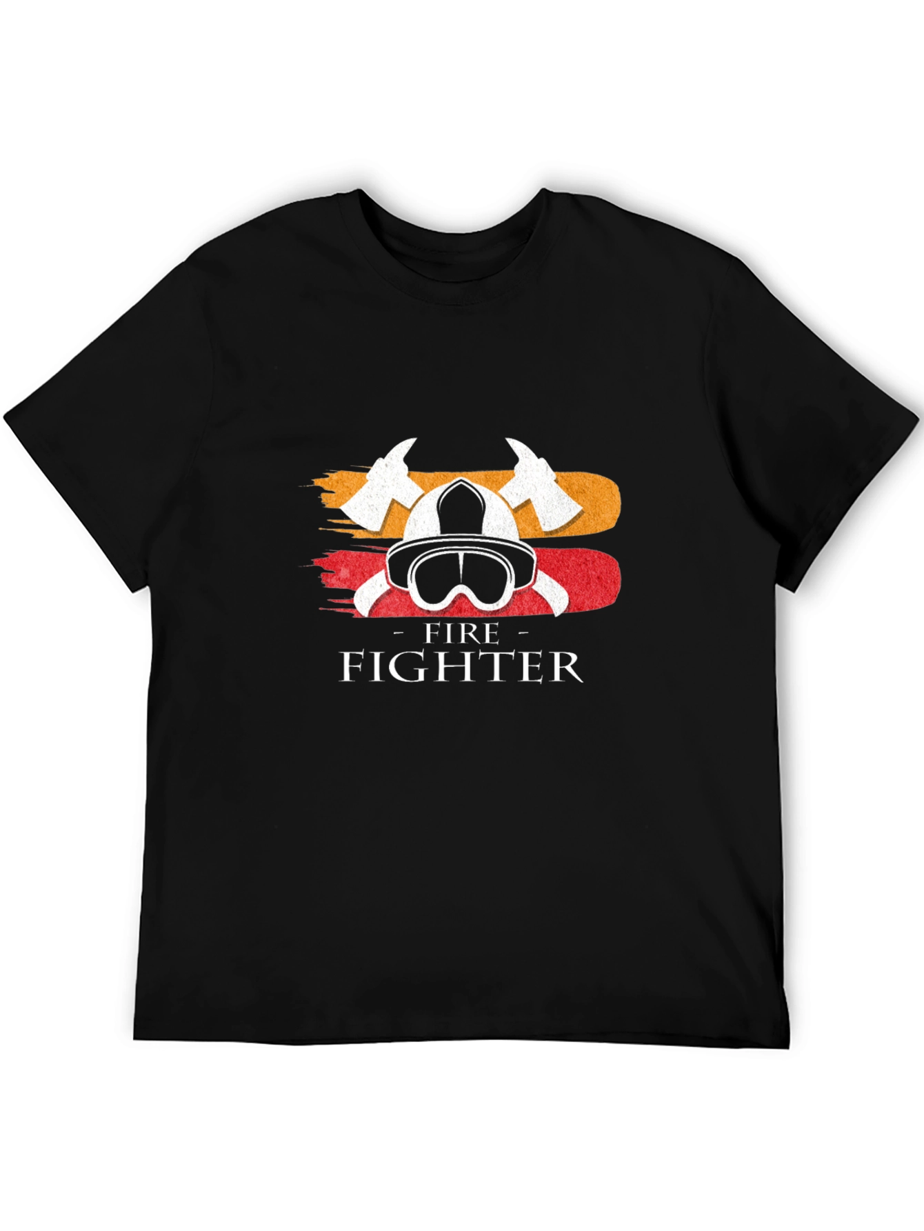 Firefighter Helmet & Axe T-Shirt - Black Cotton Tee