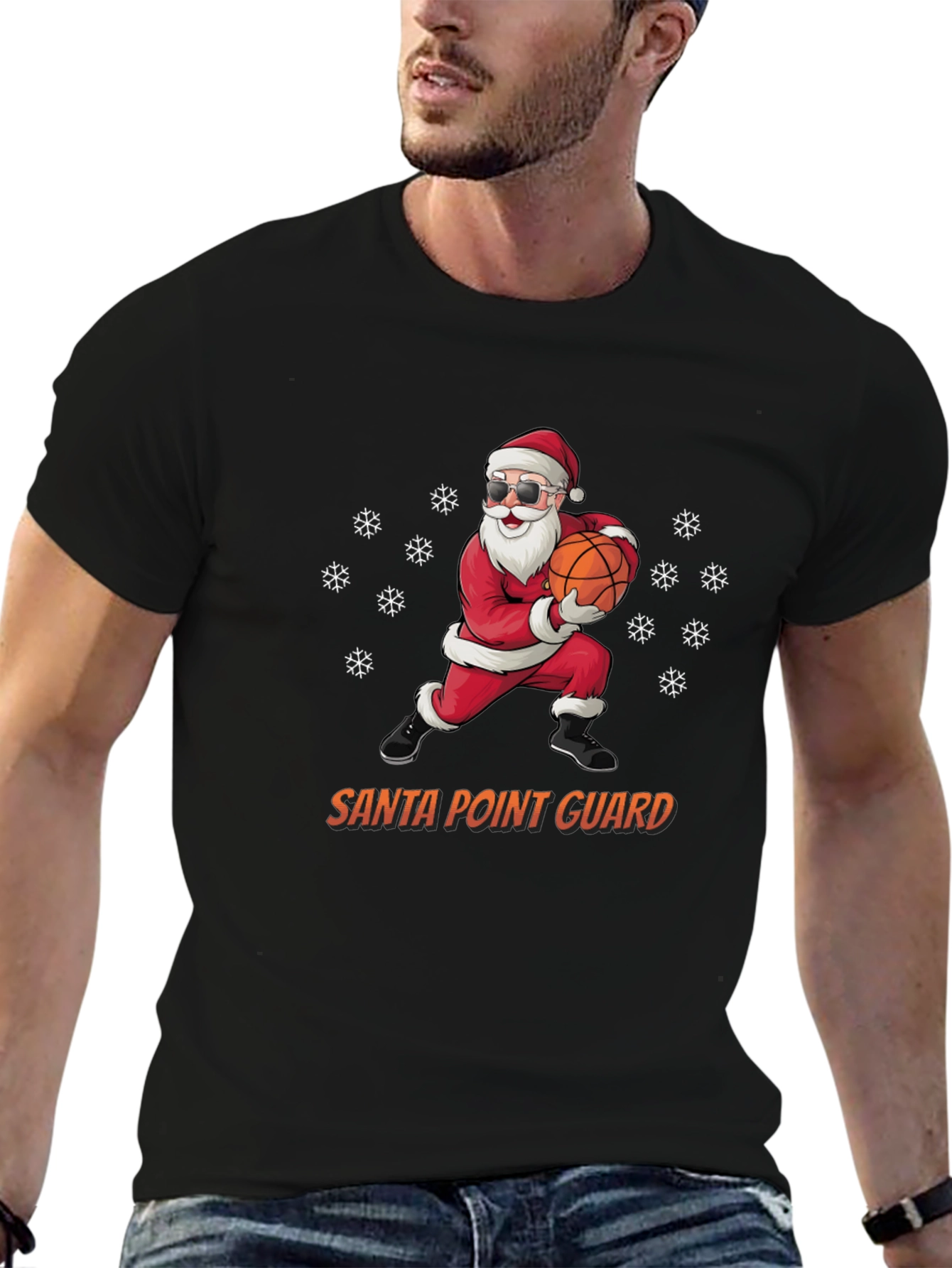 Santa Point Guard T-Shirt - Holiday Basketball