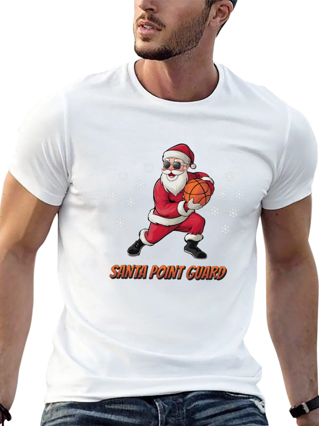 Santa Point Guard T-Shirt - Holiday Basketball