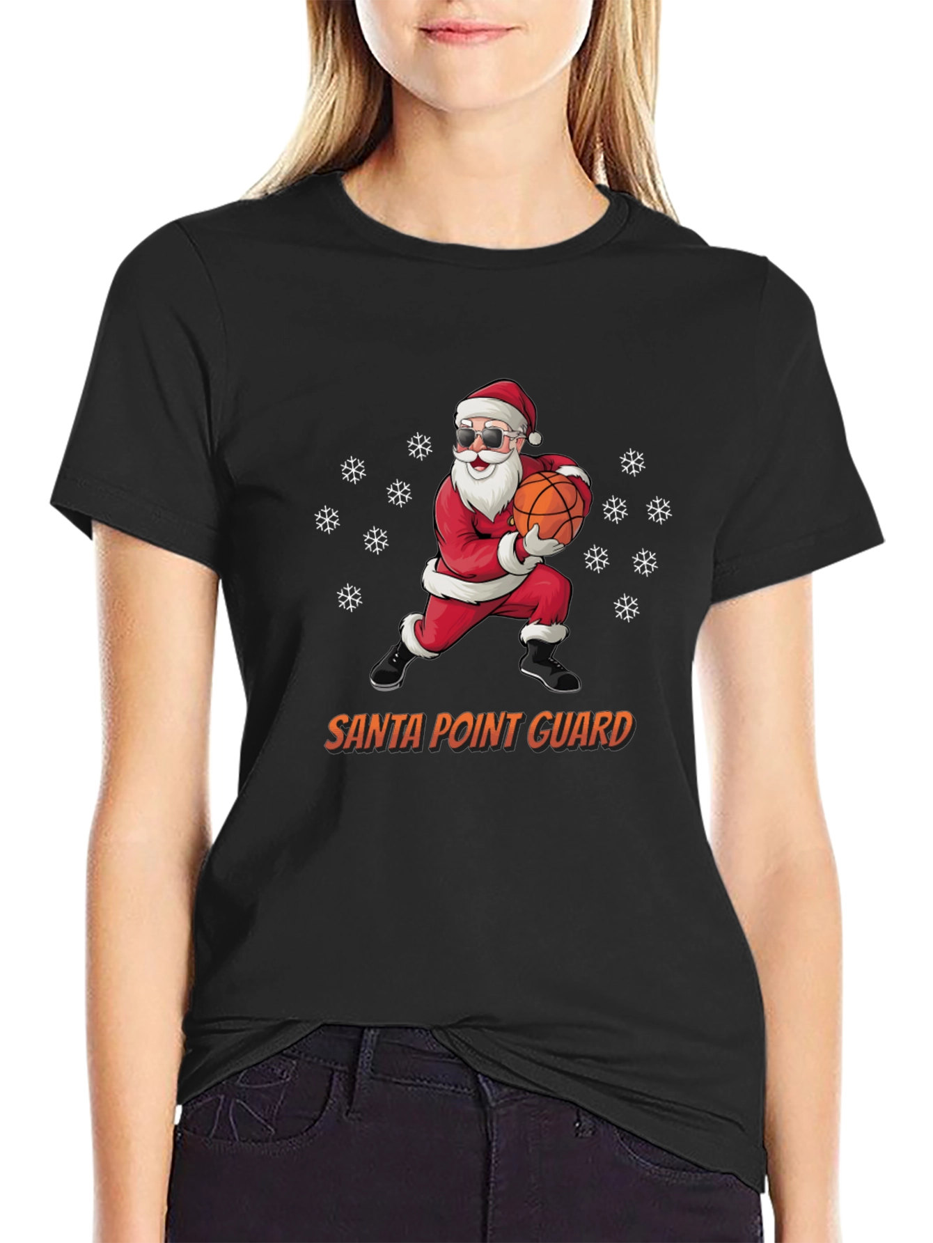 Santa Point Guard T-Shirt - Holiday Basketball