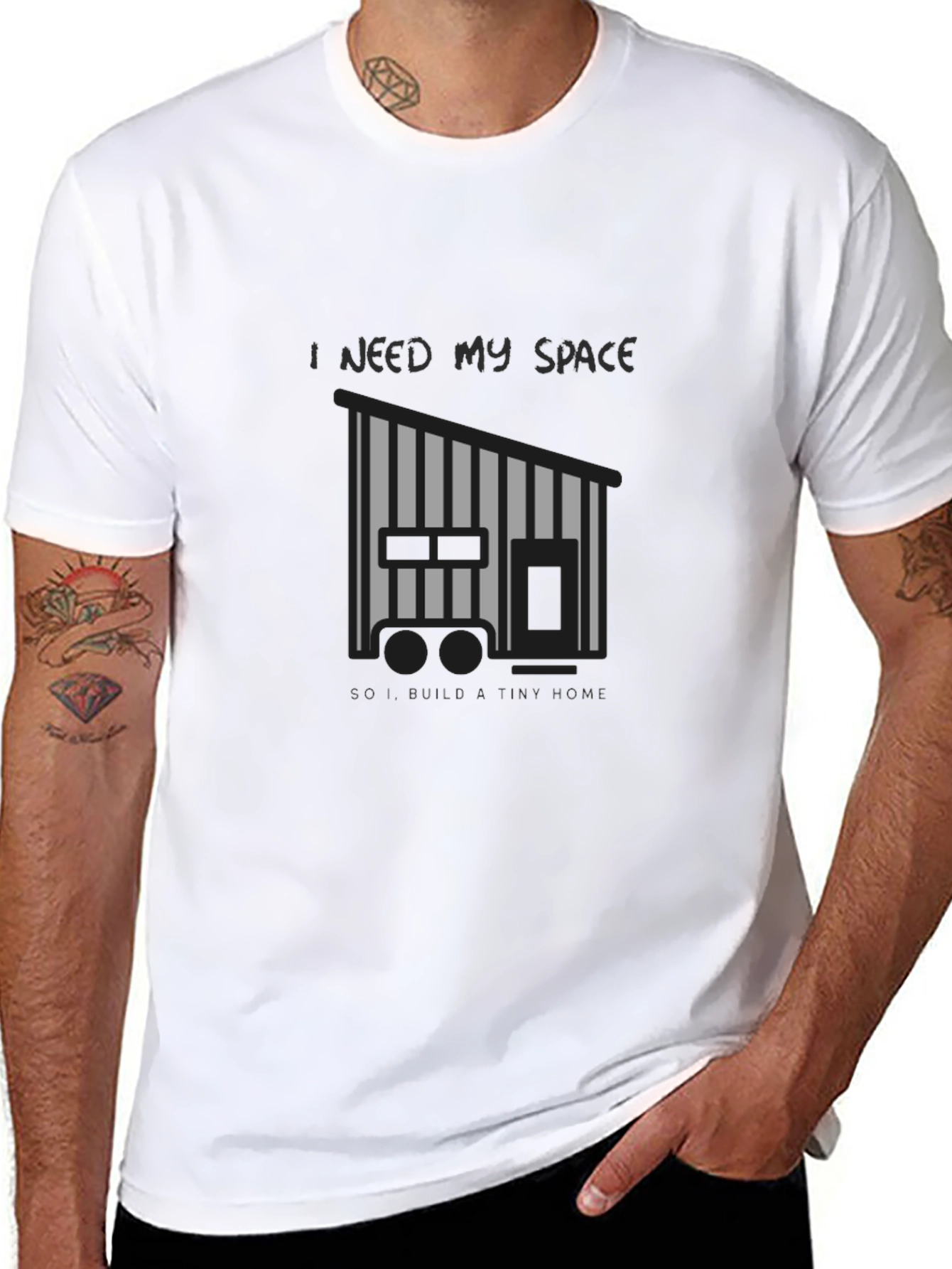 I Need My Space Tiny Home Black T-Shirt