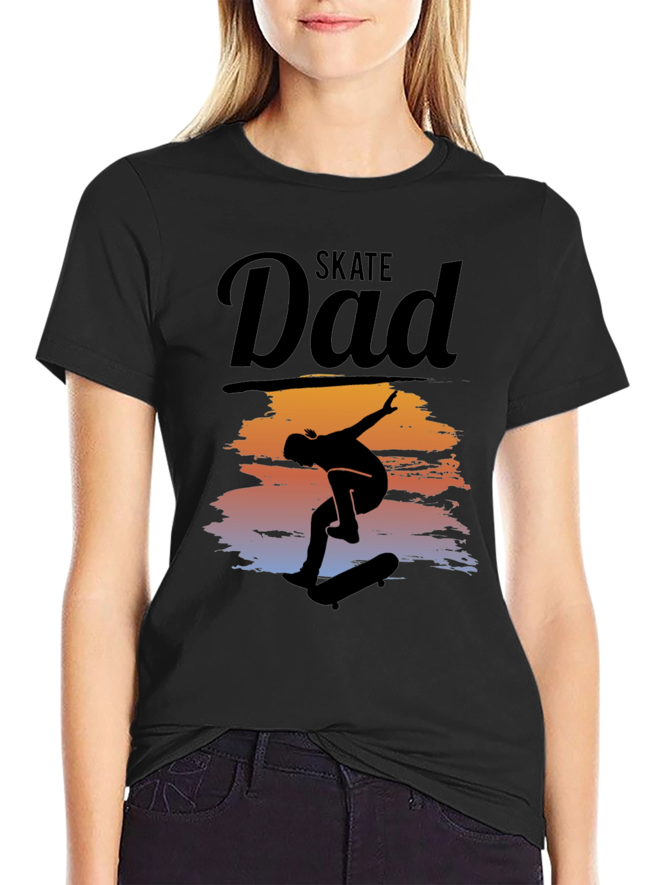 Skate Dad T-Shirt Cool Silhouette Graphic Tee