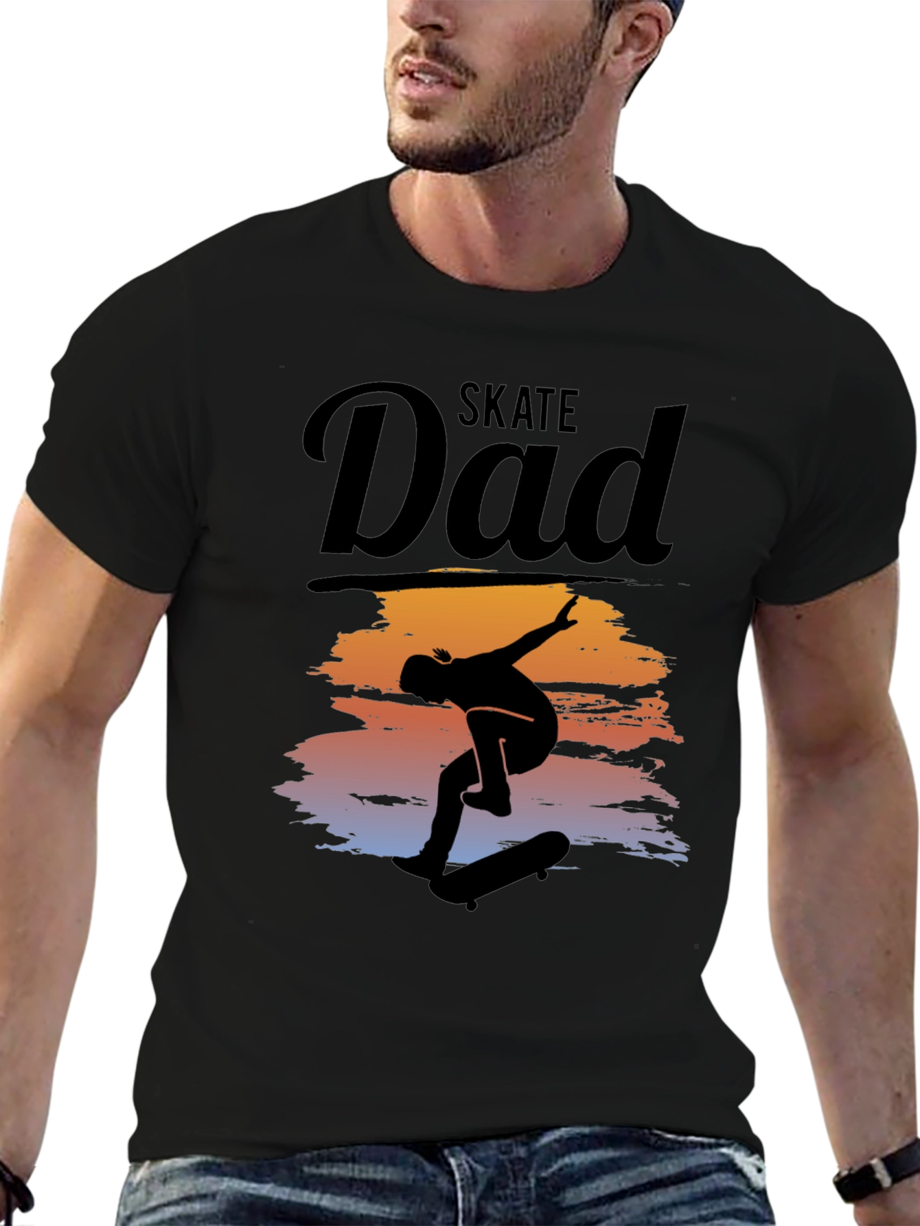Skate Dad T-Shirt Cool Silhouette Graphic Tee