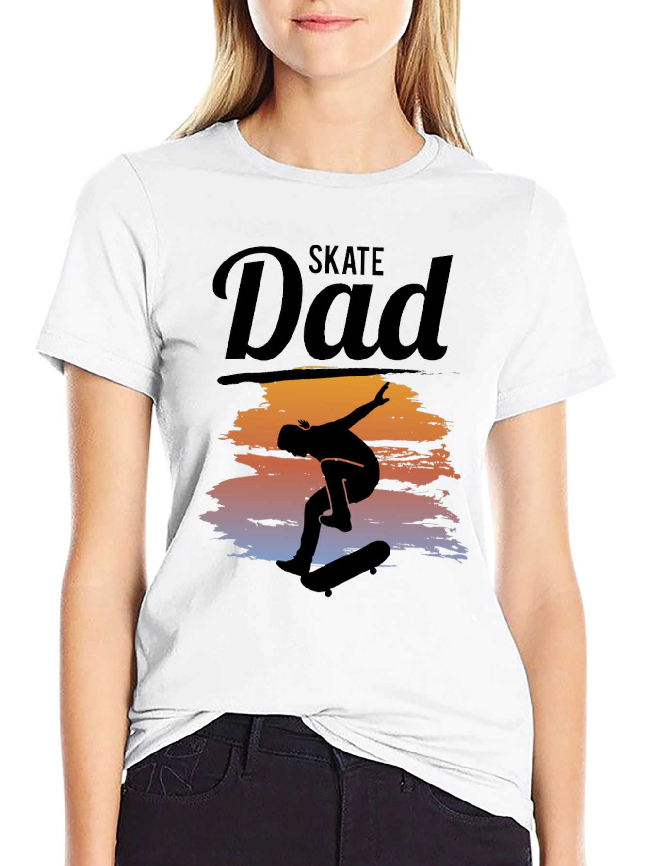 Skate Dad T-Shirt Cool Silhouette Graphic Tee