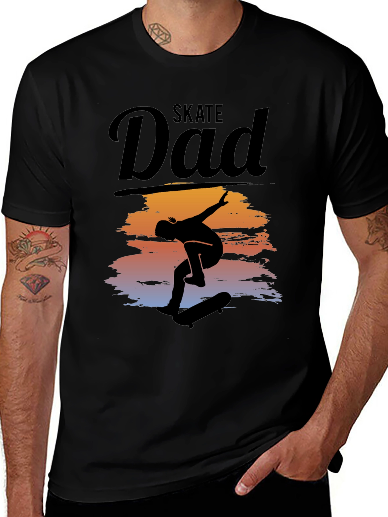 Skate Dad T-Shirt Cool Silhouette Graphic Tee