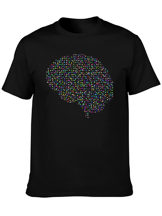 Brain Dots Graphic Tee - Black Cotton Unisex T-Shirt
