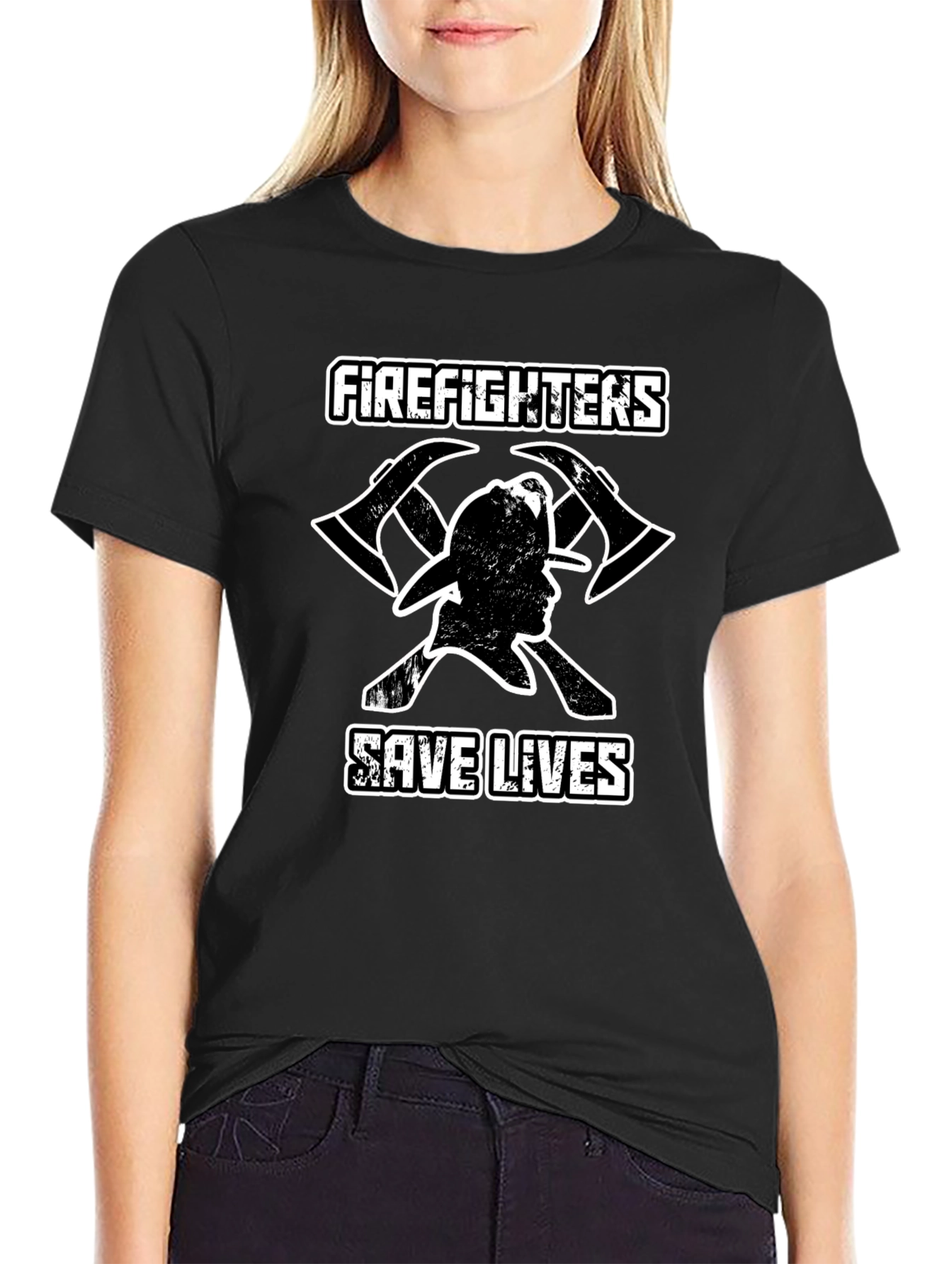 Firefighter Save Lives Graphic Tee - Black