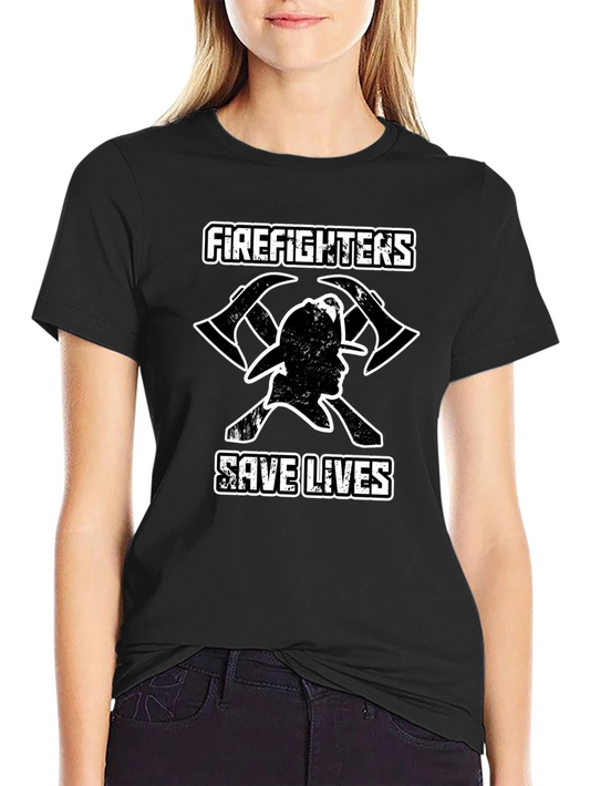 Firefighter Save Lives Graphic Tee - Black
