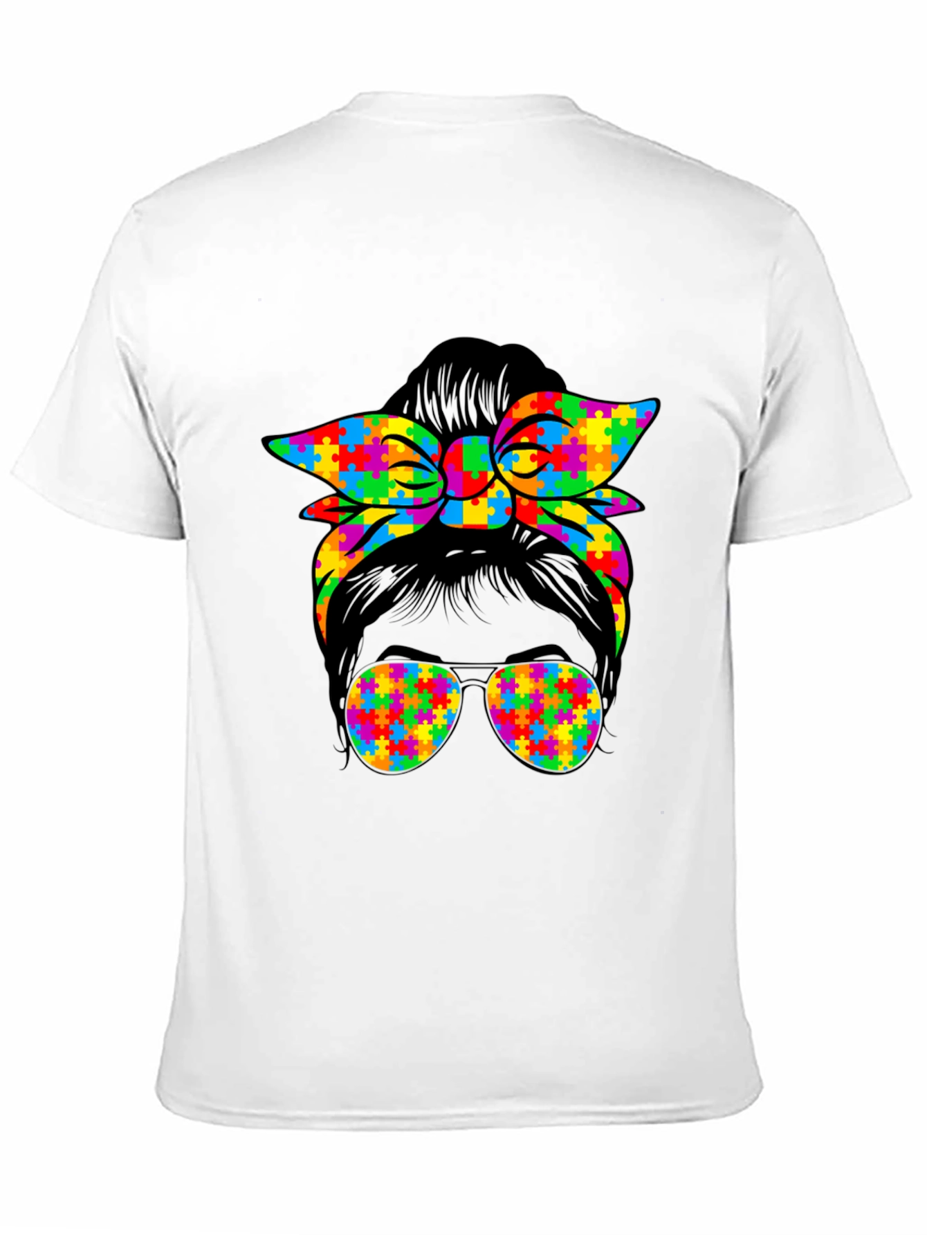 Autism Awareness Messy Bun Puzzle T-Shirt